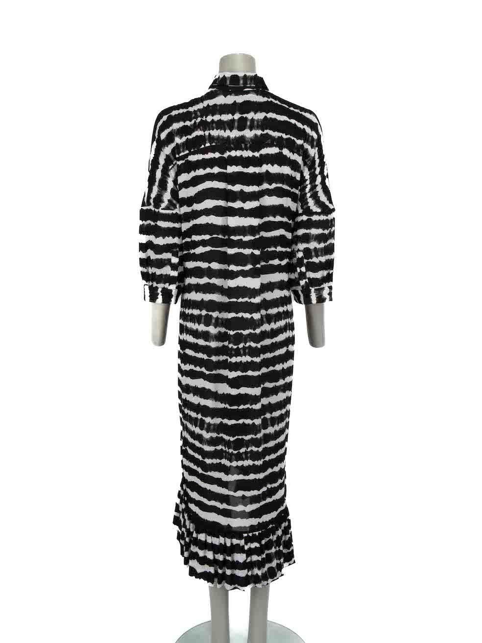 Preen By Thornton Bregazzi Black Stripe Shirt Dress Size L In Excellent Condition For Sale In London, GB