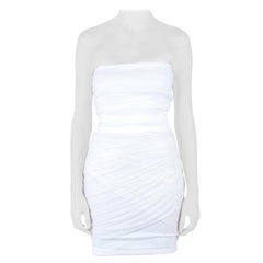 Preen by Thornton Bregazzi Collection Off White Ruched Strapless Dream Dress XS