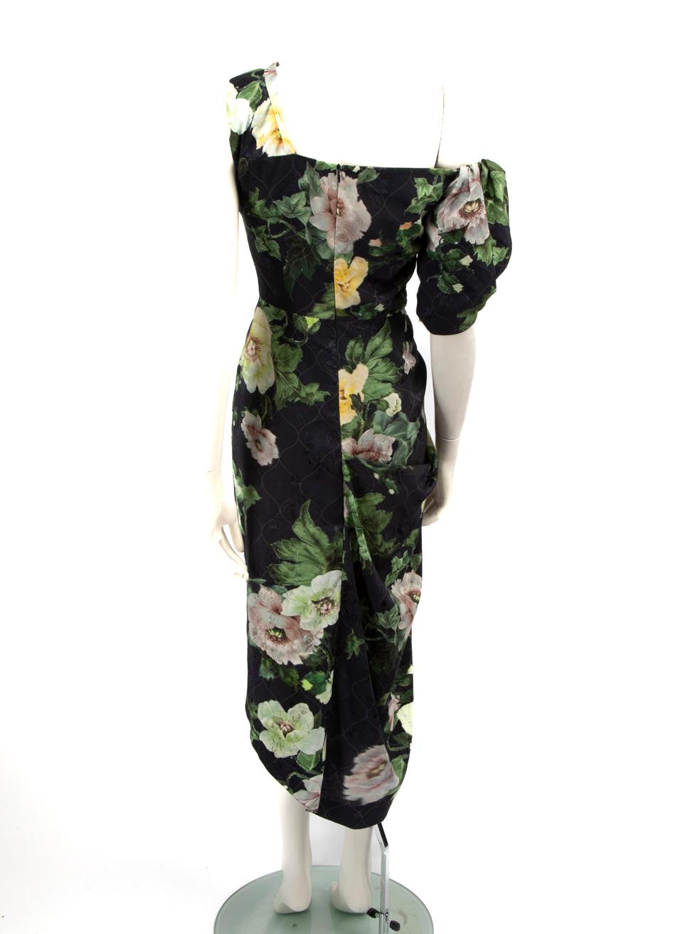 Vestido floral asimétrico Preen By Thornton Bregazzi Talla S Negro en venta