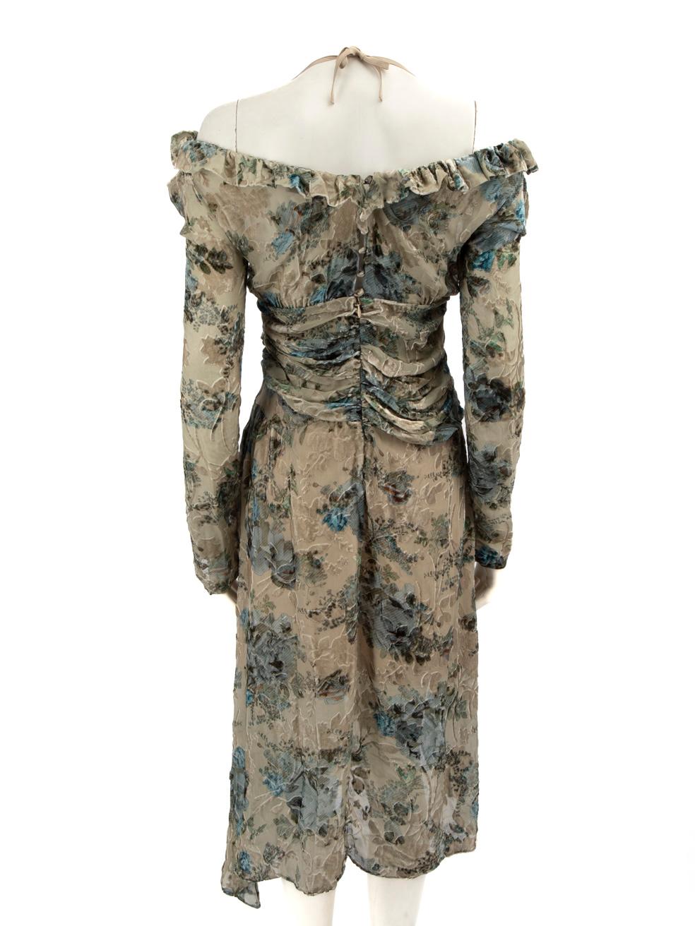 Preen By Thornton Bregazzi Floral Off Shoulder Dress Size S In Good Condition For Sale In London, GB