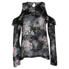 Preen By Thornton Bregazzi Floral Print Devore Chiffon Cold Shoulder Alva Top S