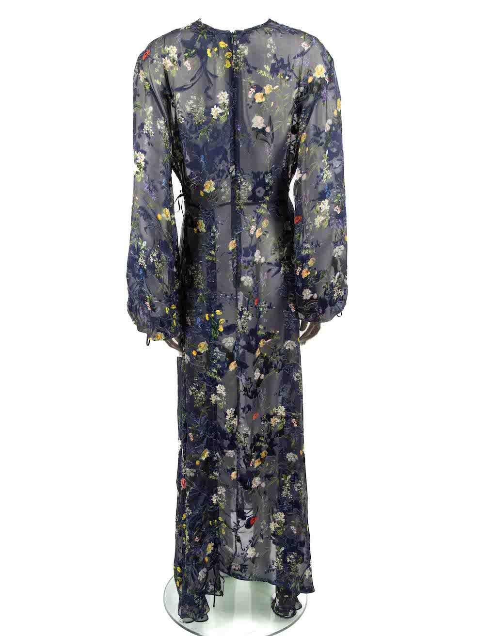 Preen By Thornton Bregazzi Floral Print V Neck Maxi Dress Size S In Good Condition For Sale In London, GB