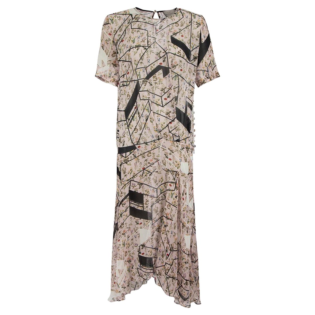 Preen By Thornton Bregazzi Pink Silk Floral Sheer Dress Size S