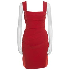 Preen by Thornton Bregazzi Ruby Red Asymmetric Bandage Detail Dew Bodycon Dress