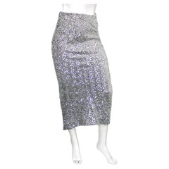 Preen by Thornton Bregazzi Silver Sequin Jersey Gemma Skirt