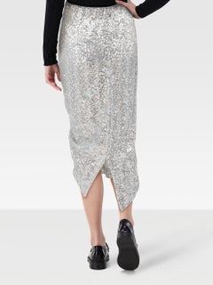 Preen By Thornton Bregazzi Silver Sequin Skirt Size S