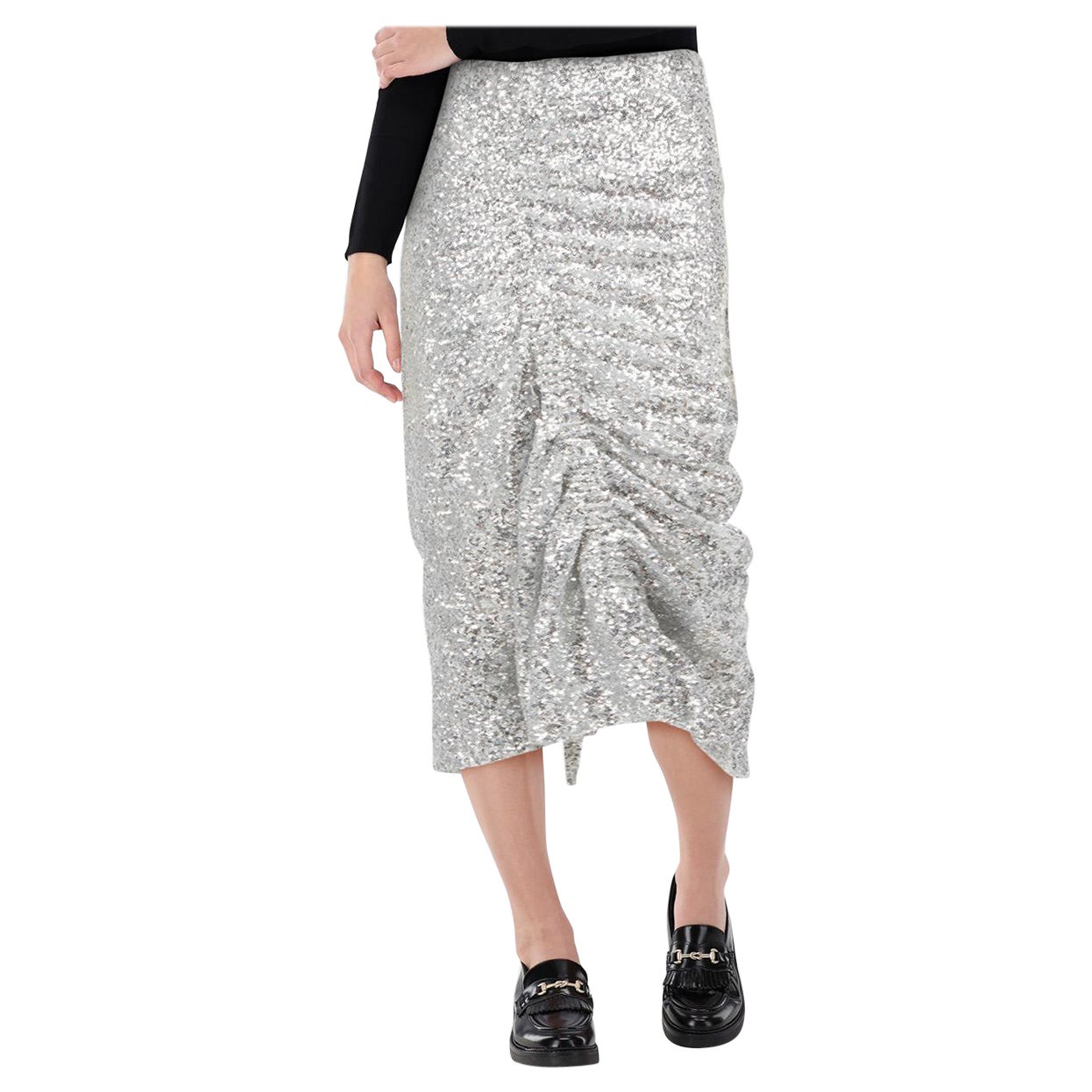 Preen By Thornton Bregazzi Silver Sequin Skirt Size S