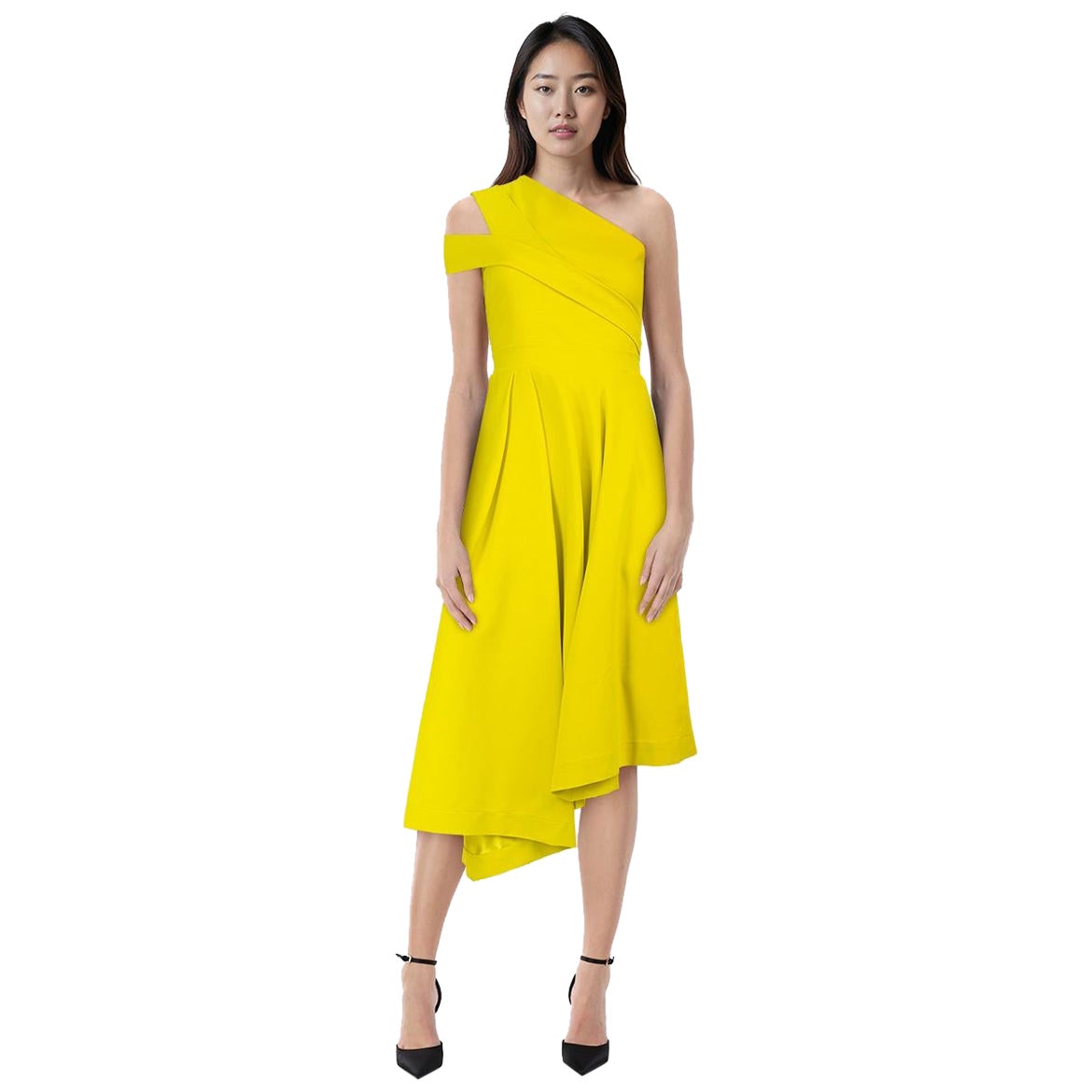 Preen By Thornton Bregazzi Yellow Asymmetric Dress Size S For Sale