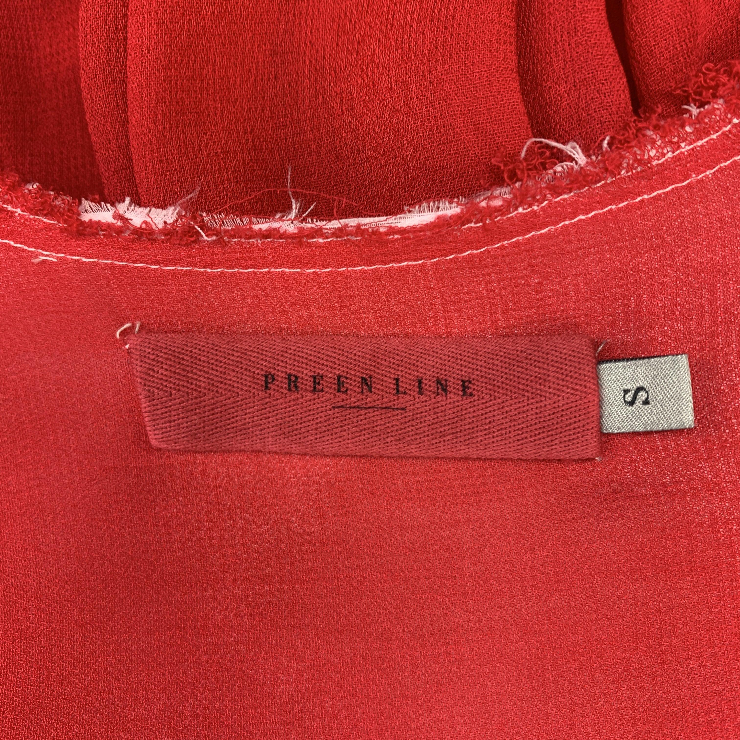 PREEN LINE Size S Red & Fuchsia Silk / Viscose Blend Ruffle Blouse For Sale 5
