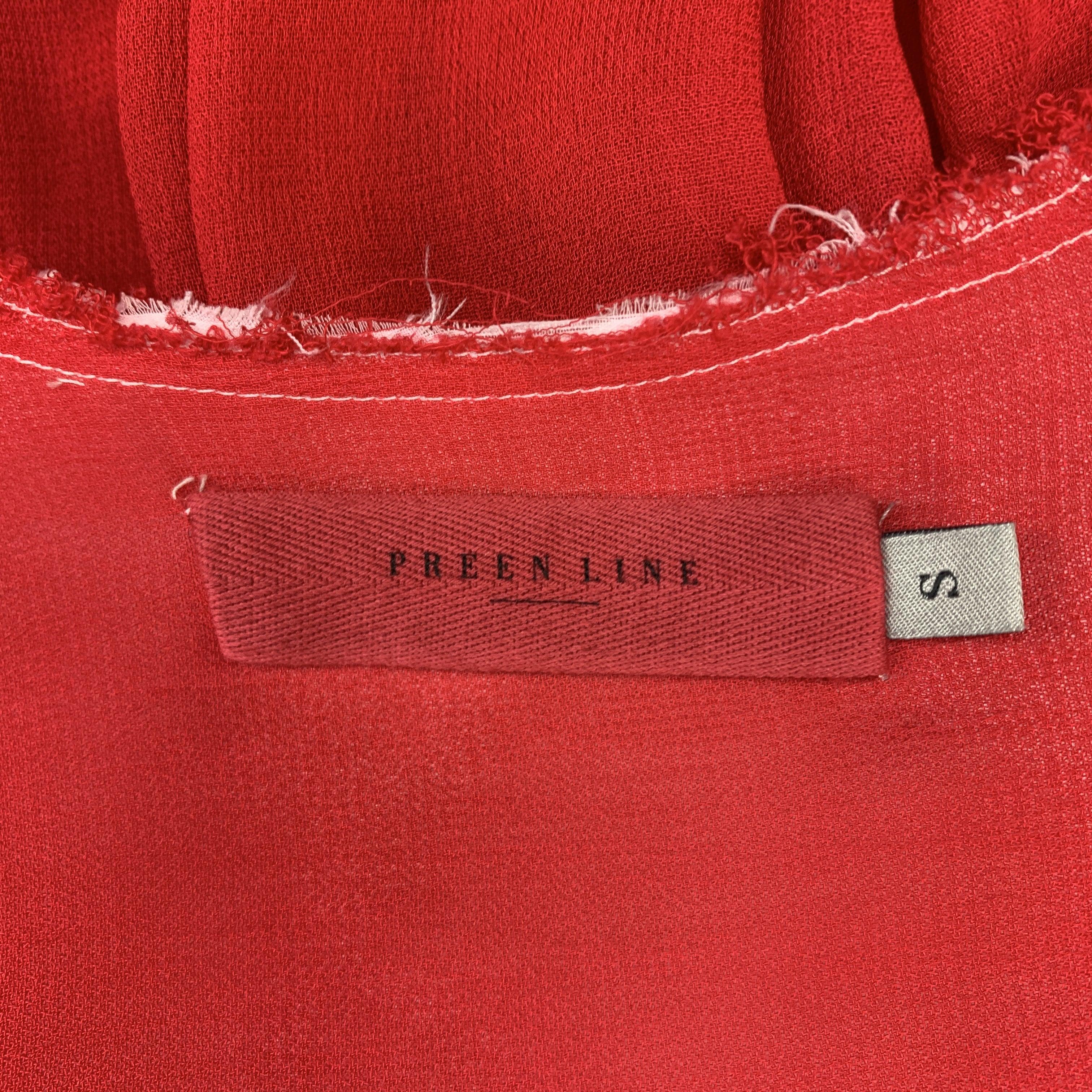 PREEN LINE Size S Red & Fuchsia Silk / Viscose Blend Ruffle Blouse in vendita 4