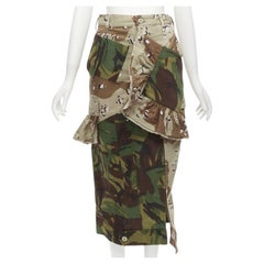 PREEN mezcla falda verde caqui camuflaje patchwork volantes deconstruida falda cargo XS
