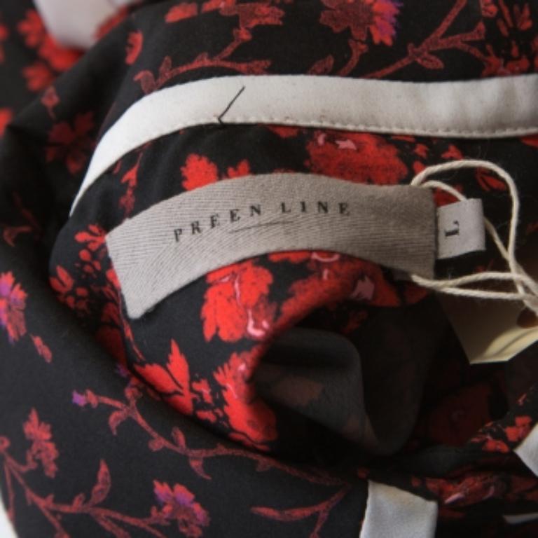 Preen Red Floral Print Crepe Button Down Shirt L In condizioni buone in vendita a Dubai, Al Qouz 2