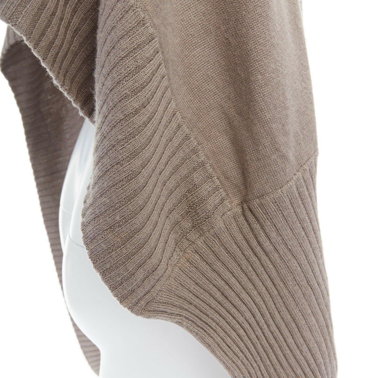 PREEN THORNTON BREGAZZI brown wool asymmetric button button front shawl cardigan For Sale 7