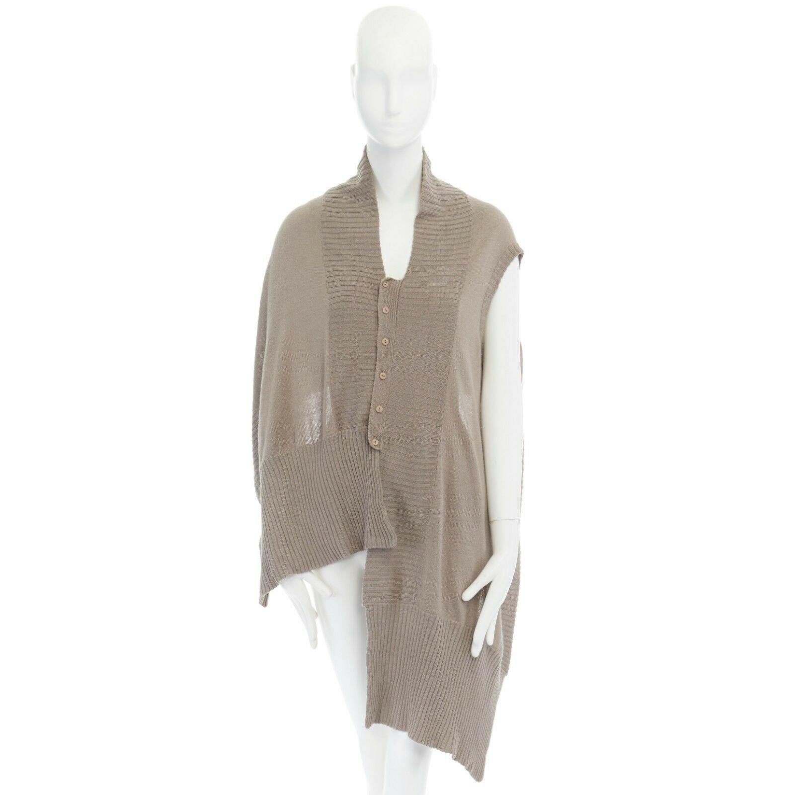 Women's PREEN THORNTON BREGAZZI brown wool asymmetric button button front shawl cardigan For Sale