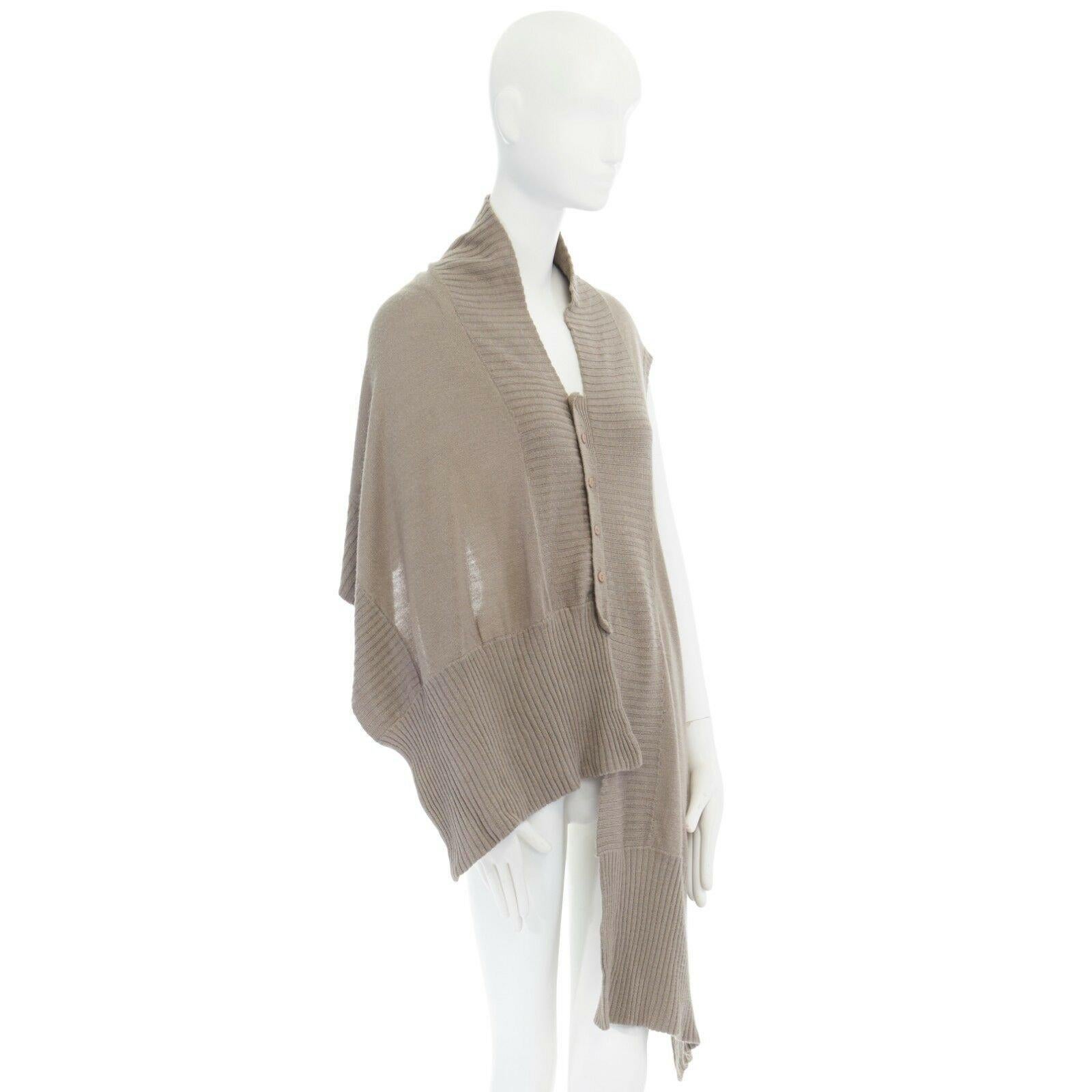 PREEN THORNTON BREGAZZI brown wool asymmetric button button front shawl cardigan For Sale 1