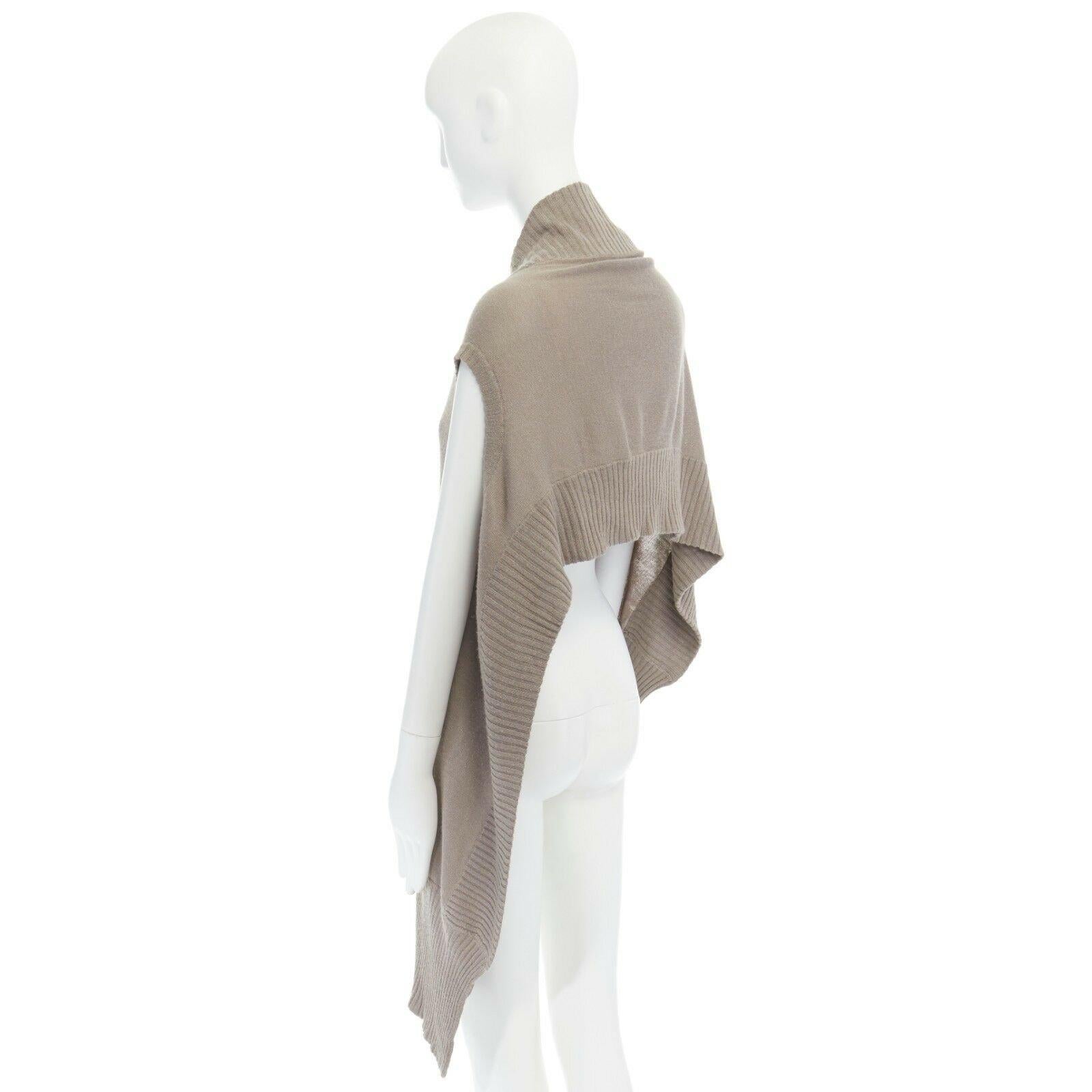 PREEN THORNTON BREGAZZI brown wool asymmetric button button front shawl cardigan For Sale 4