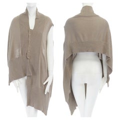 PREEN THORNTON BREGAZZI brown wool asymmetric button button front shawl cardigan