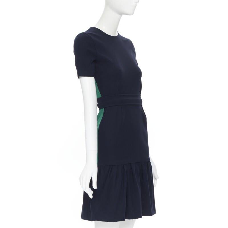 Women's PREEN THORNTON BREGAZZI navy blue green colorblocked back cocktail dress XS For Sale