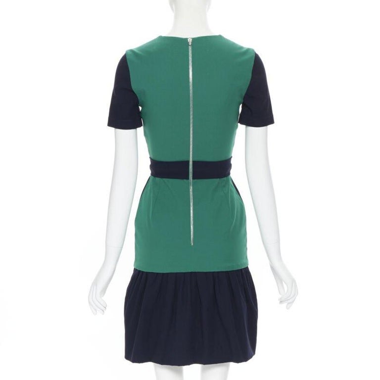 Preen Thornton Bregazzi Navy Blue Green Colorblocked Back Cocktail Dress Xs Preen Thornton Bregazzi Navy Blue Green Colorblocked Back Cocktail Dress Xs