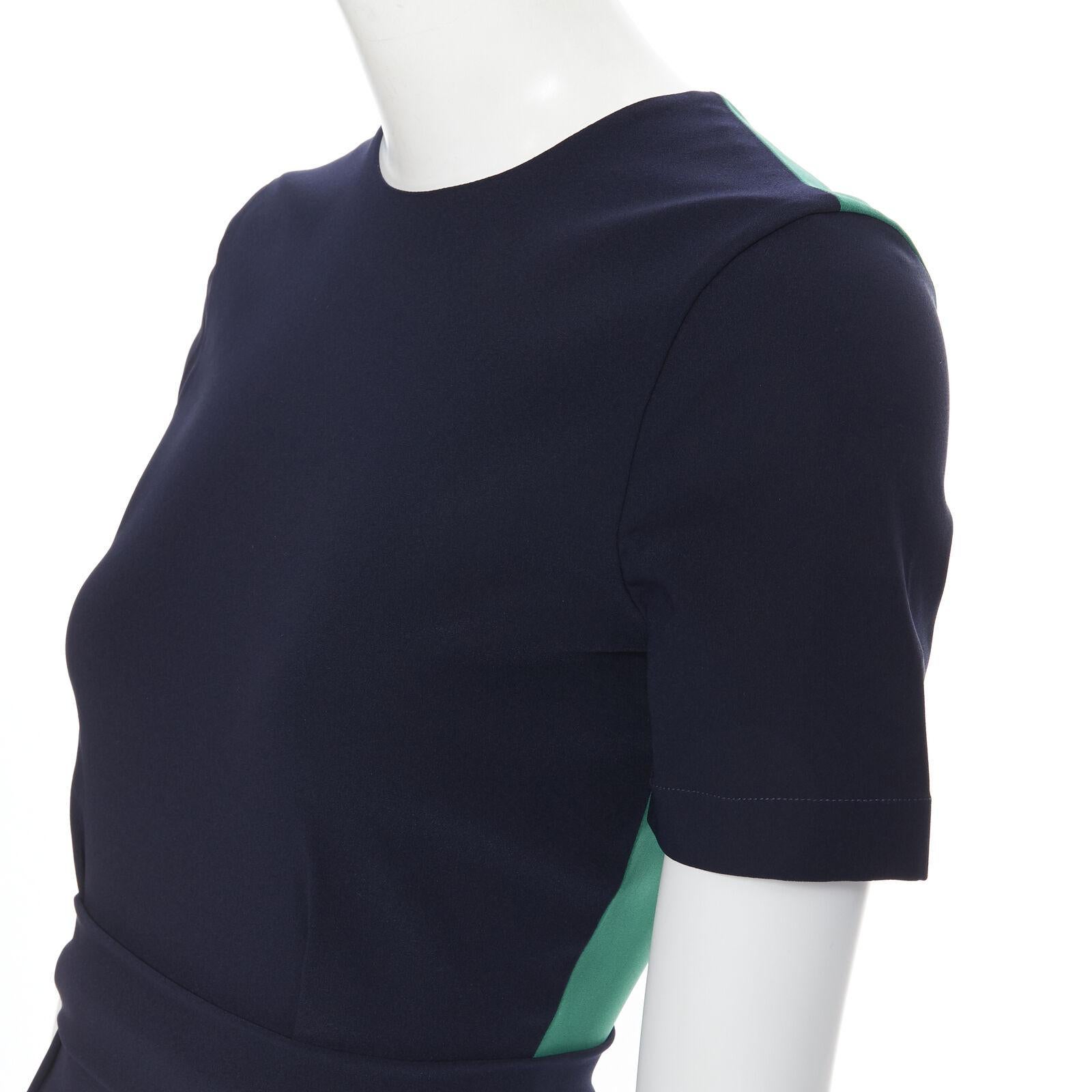 PREEN THORNTON BREGAZZI navy blue green colorblocked back cocktail dress XS For Sale 3