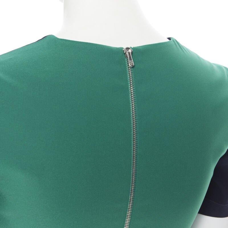 PREEN THORNTON BREGAZZI navy blue green colorblocked back cocktail dress XS For Sale 5