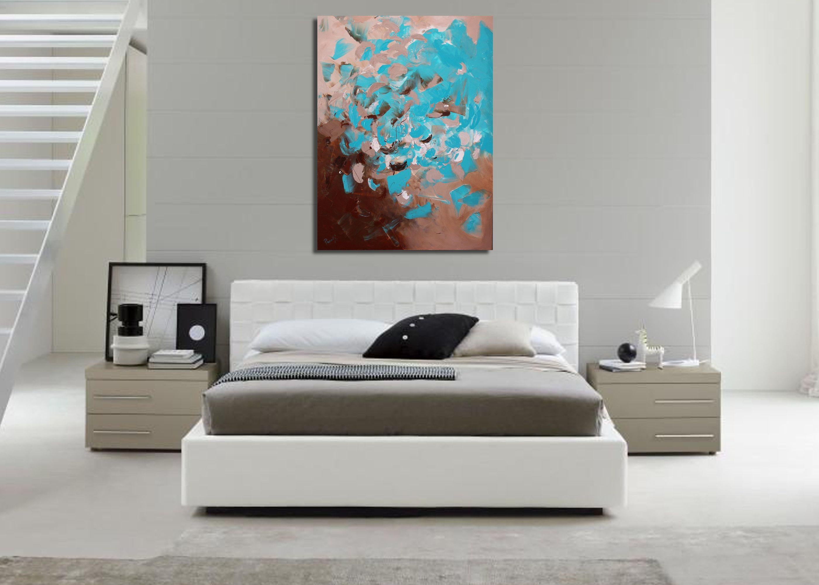 Acquamarina, Pittura, Acrilico su tela - Painting di Preethi Mathialagan