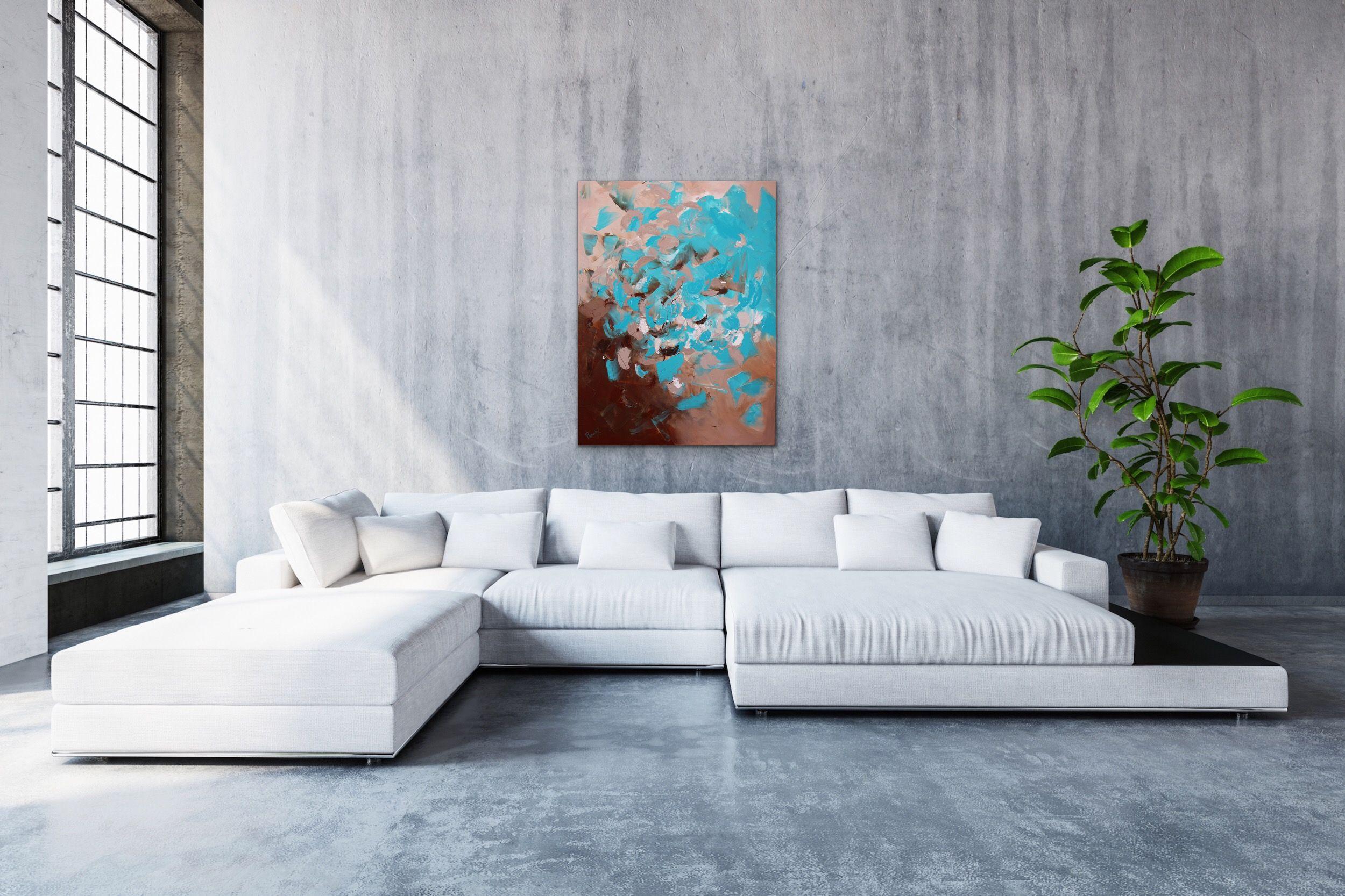 Aguamarina, Pintura, Acrílico sobre lienzo - Painting de Preethi Mathialagan