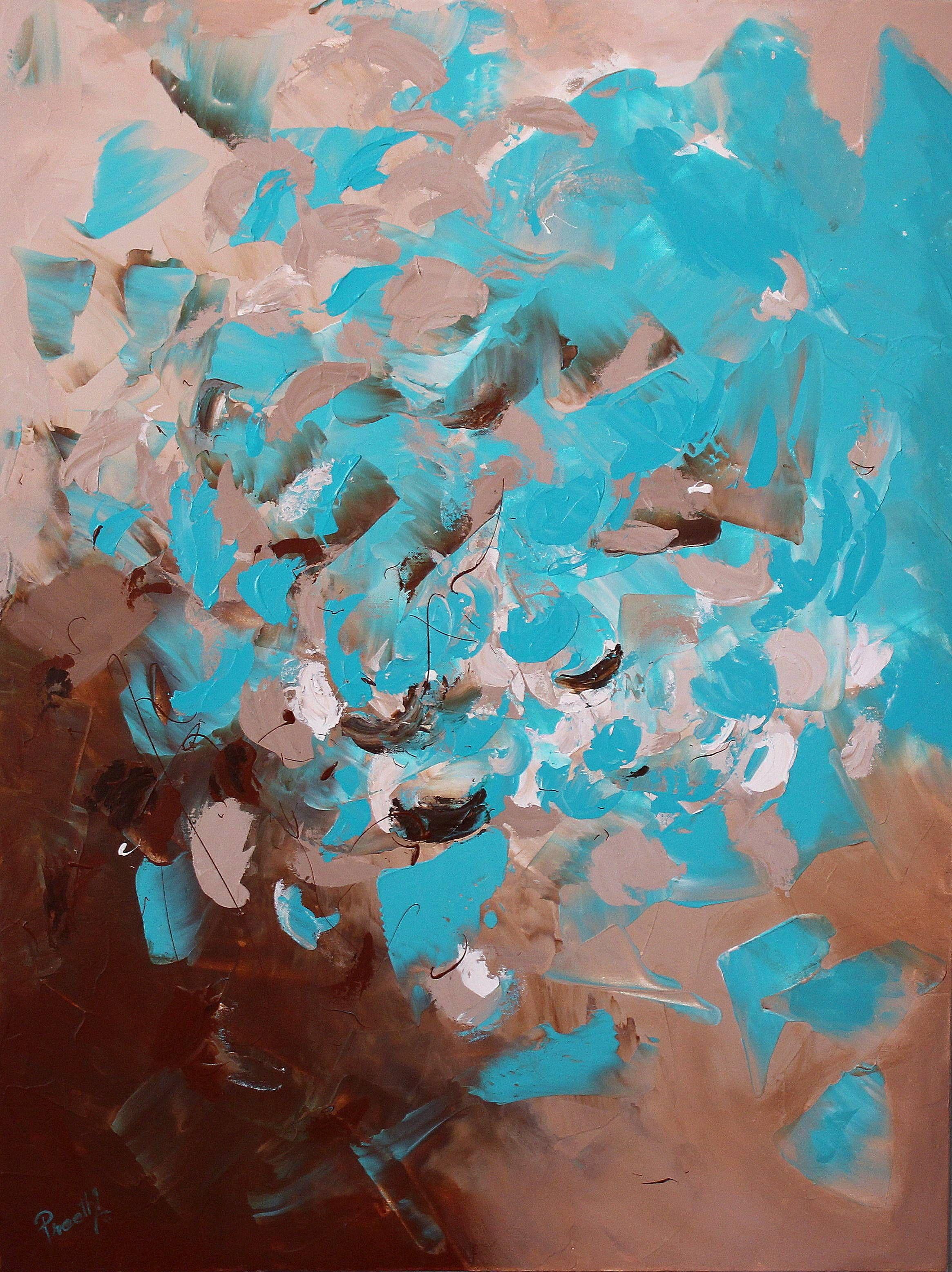 Abstract Painting de Preethi Mathialagan - Aguamarina, Pintura, Acrílico sobre lienzo