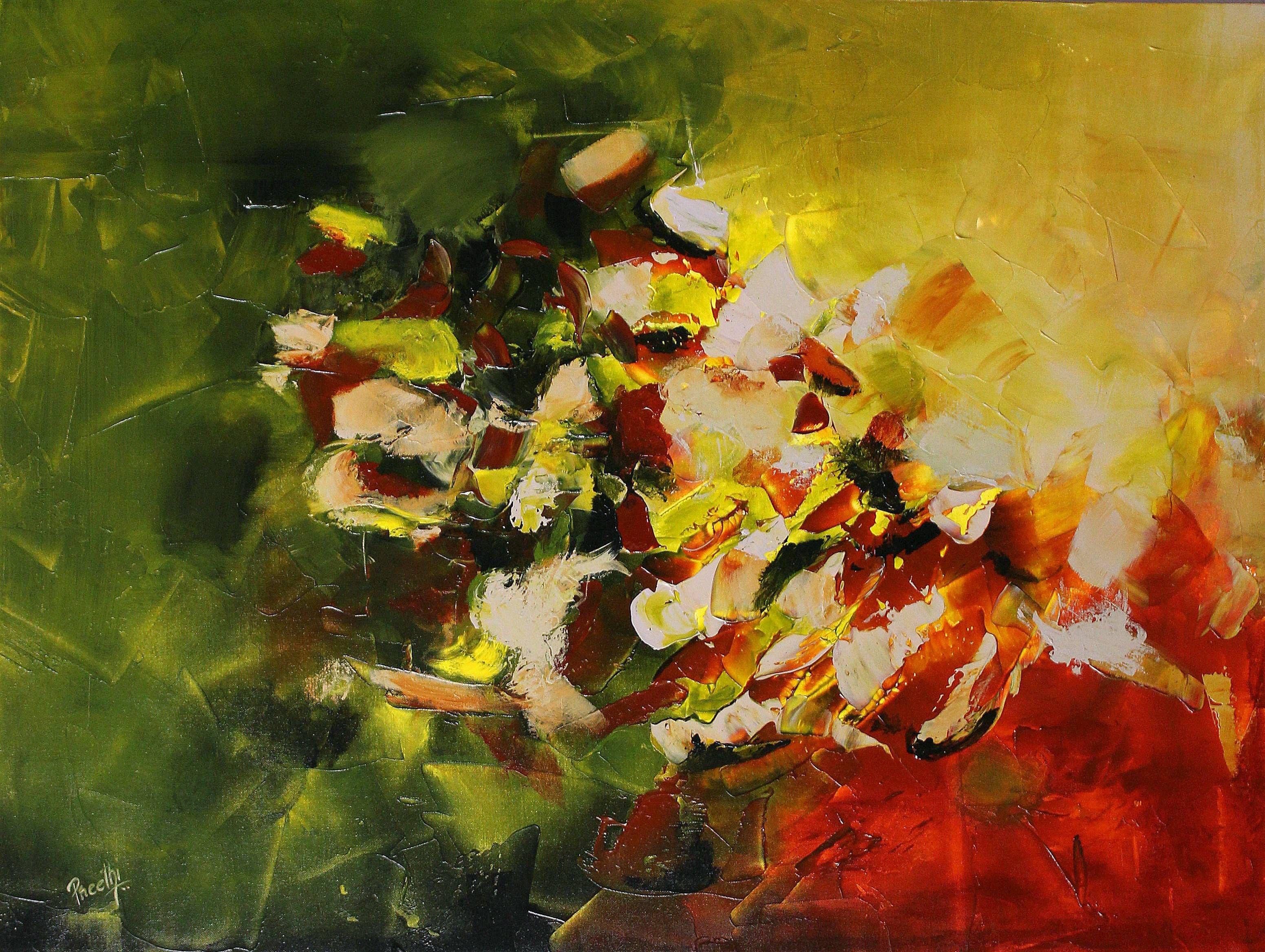 Abstract Painting de Preethi Mathialagan - Minerales - 30x40 Pulgadas Arte Abstracto, Pintura, Acrílico sobre Lienzo