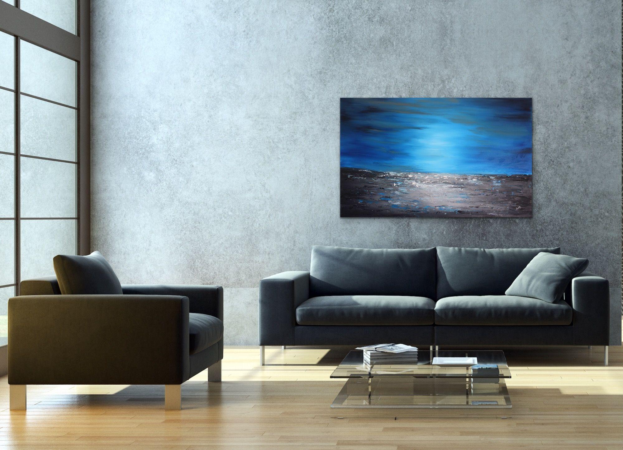 Blu mistico, Pittura, Acrilico su tela - Painting di Preethi Mathialagan