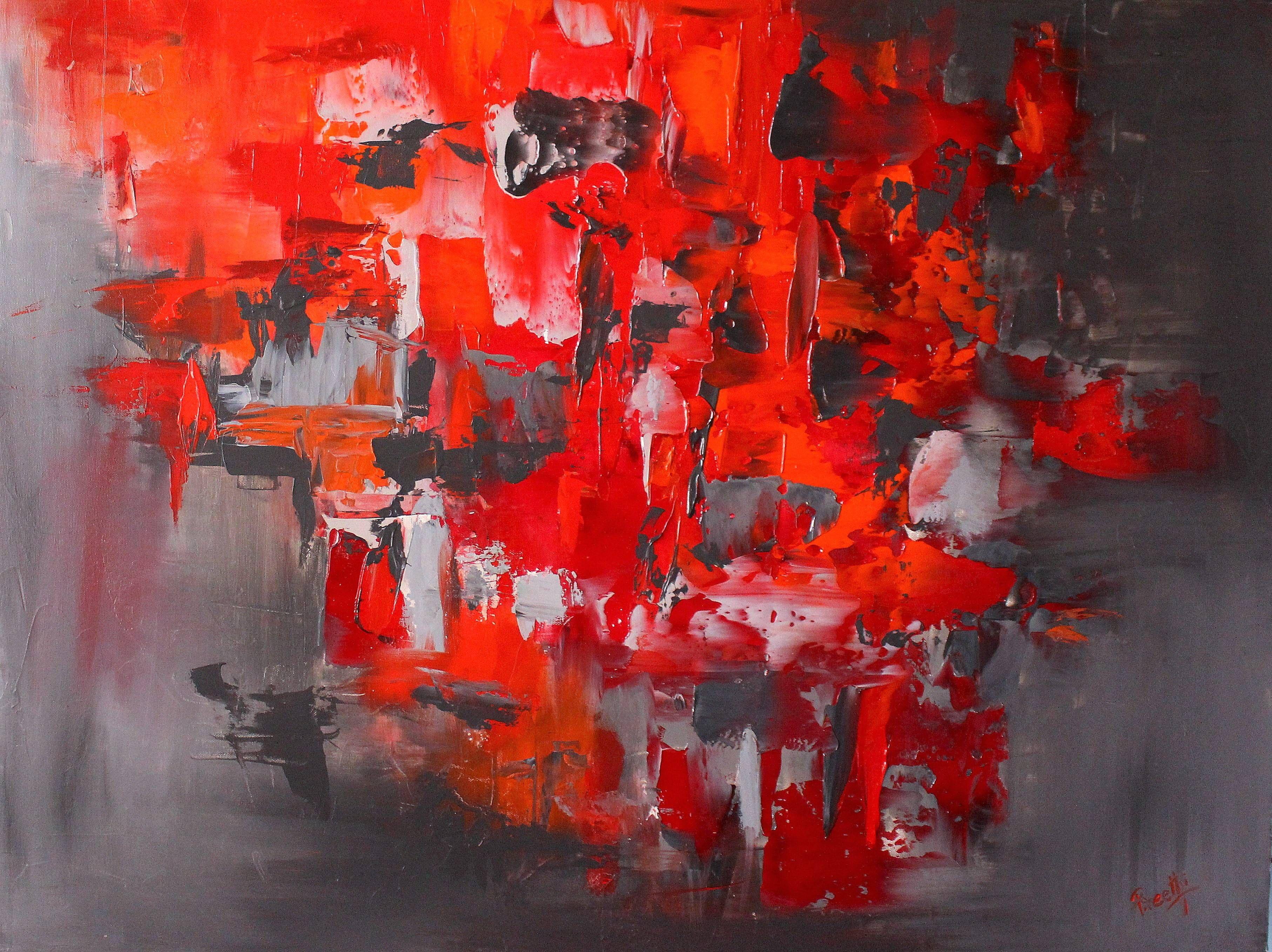 Abstract Painting di Preethi Mathialagan - Ottimismo - Arte astratta 30x40 pollici, Pittura, Acrilico su tela