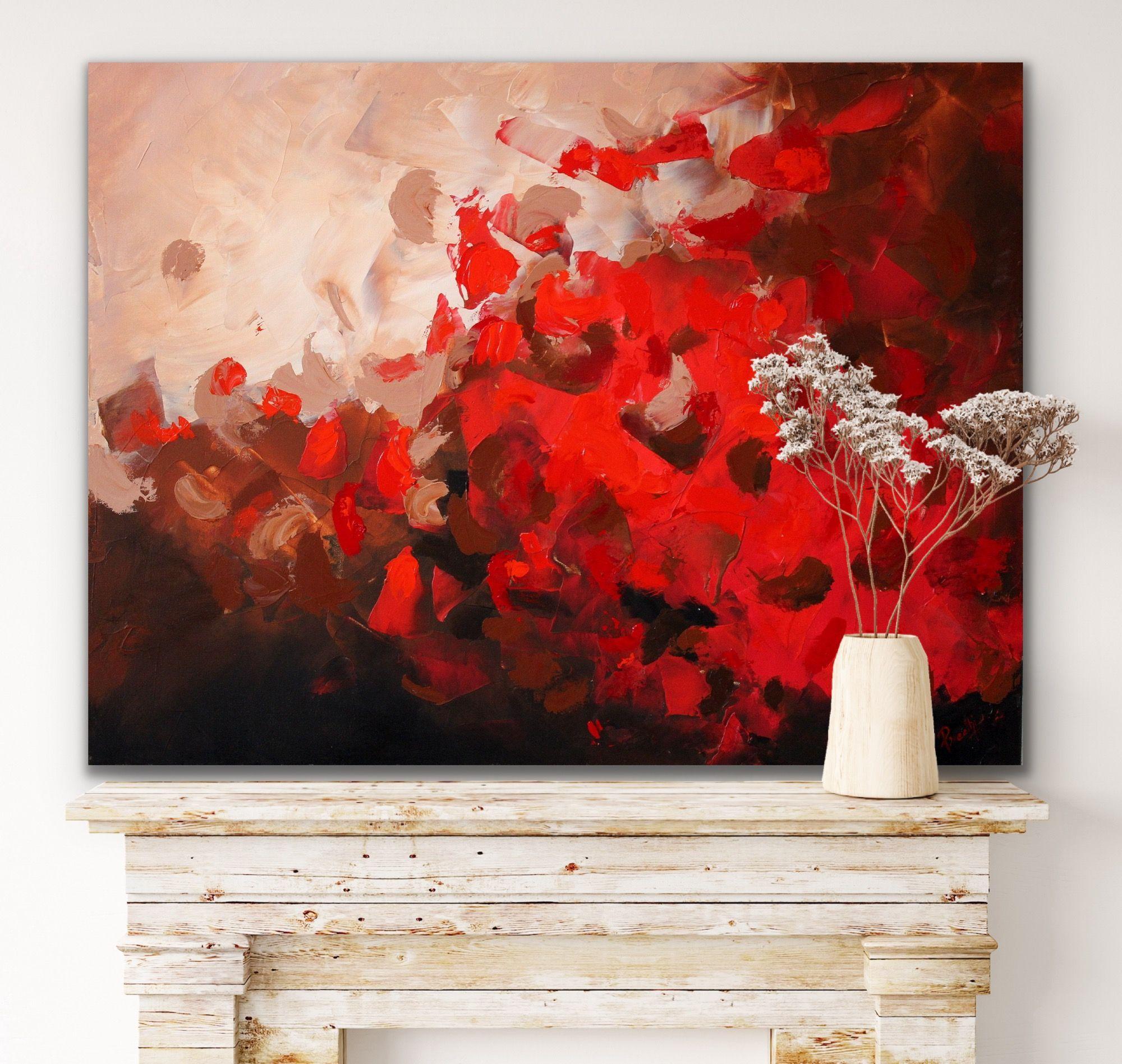 Redsky- 30x40 pulgadas arte abstracto, Pintura, Acrílico sobre lienzo - Painting de Preethi Mathialagan