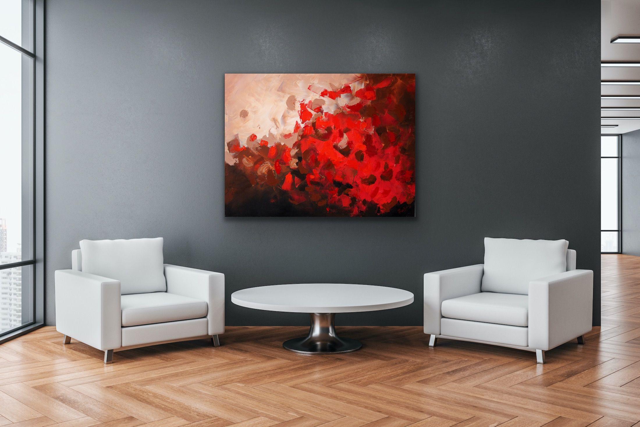 Redsky- 30x40 pulgadas arte abstracto, Pintura, Acrílico sobre lienzo - Painting Abstracto de Preethi Mathialagan