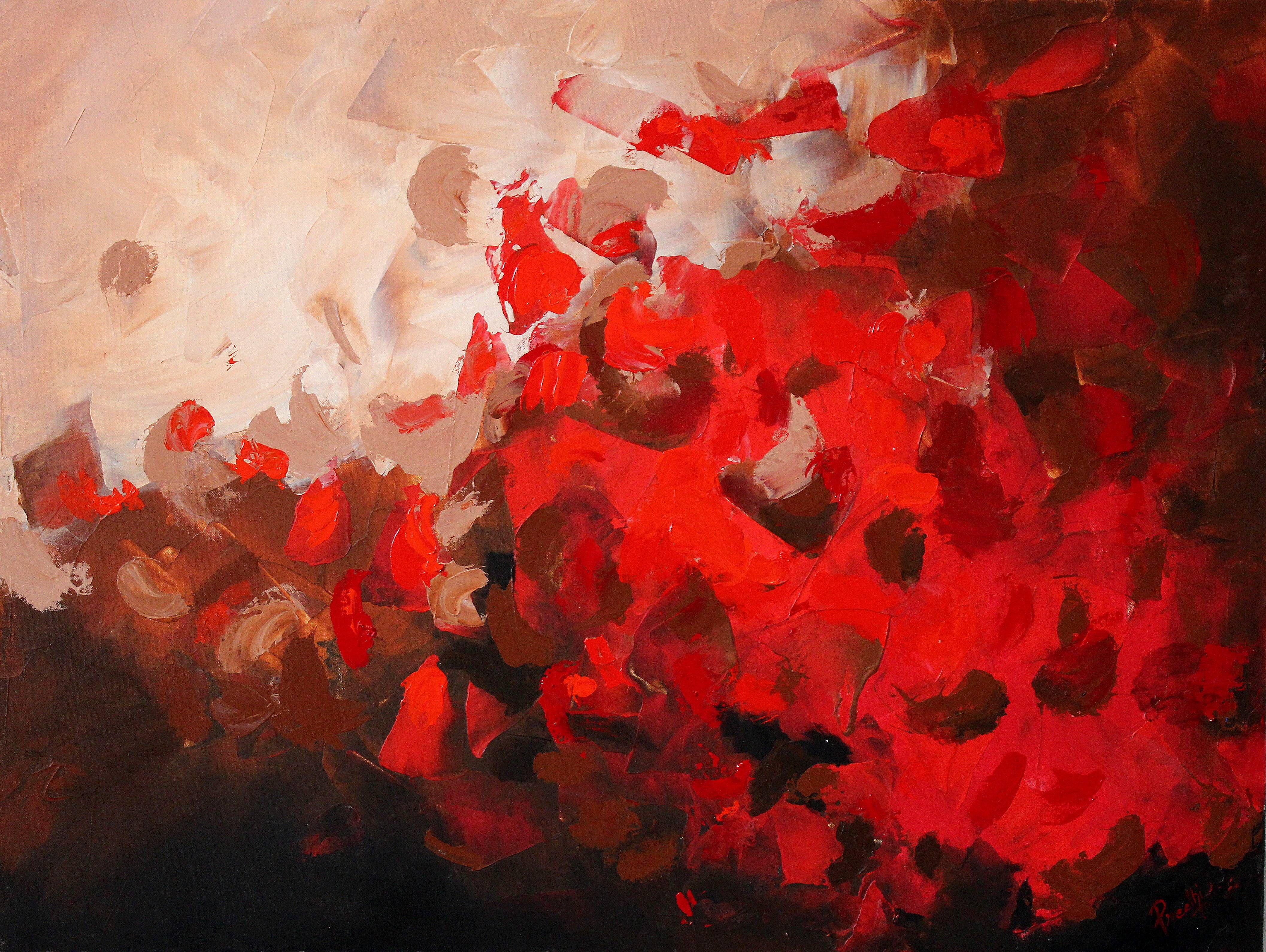Abstract Painting de Preethi Mathialagan - Redsky- 30x40 pulgadas arte abstracto, Pintura, Acrílico sobre lienzo