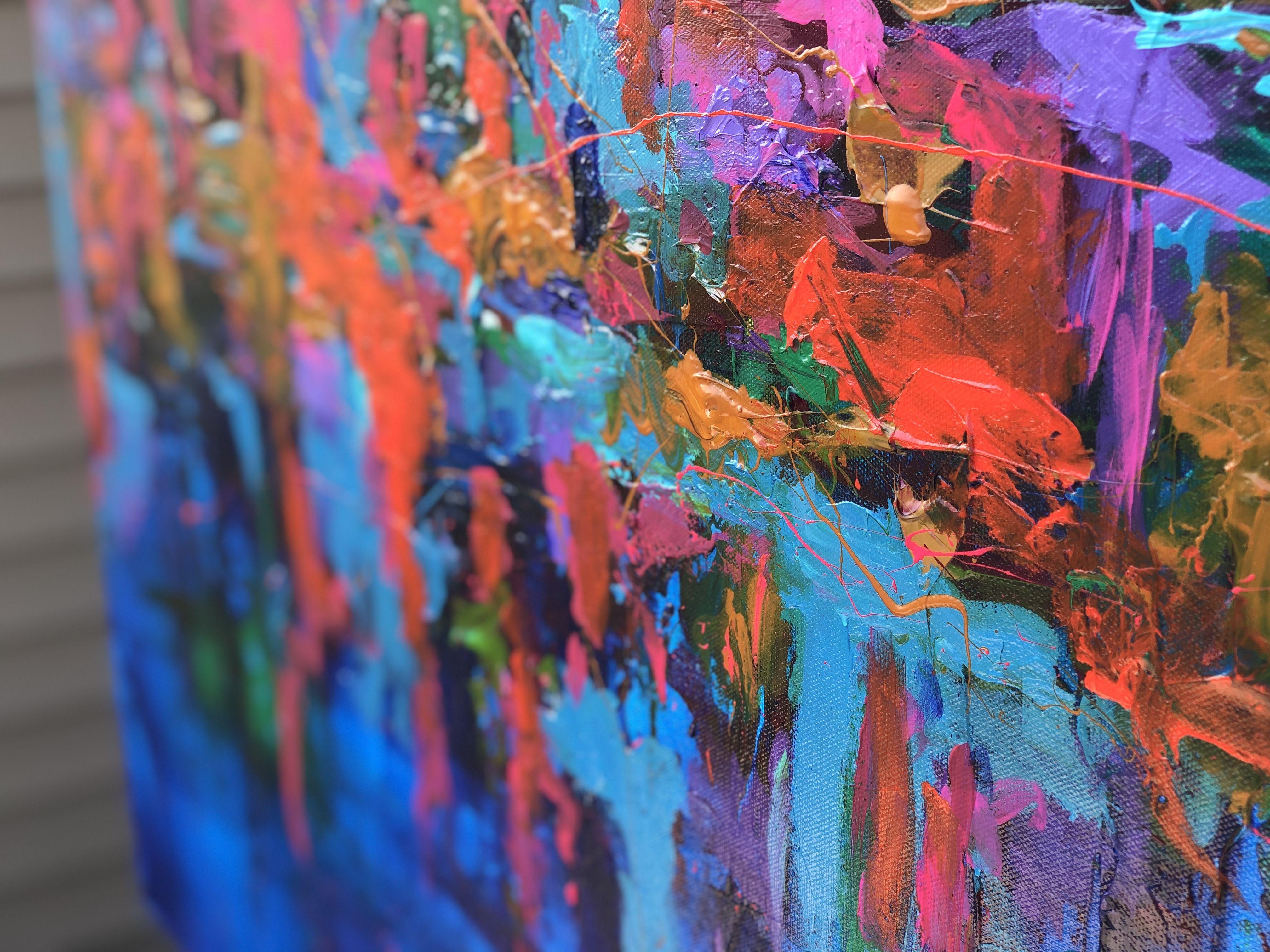 Zafiro - 30x40 pulgadas arte abstracto moderno, Pintura, Acrílico sobre lienzo - Abstract Painting Azul de Preethi Mathialagan
