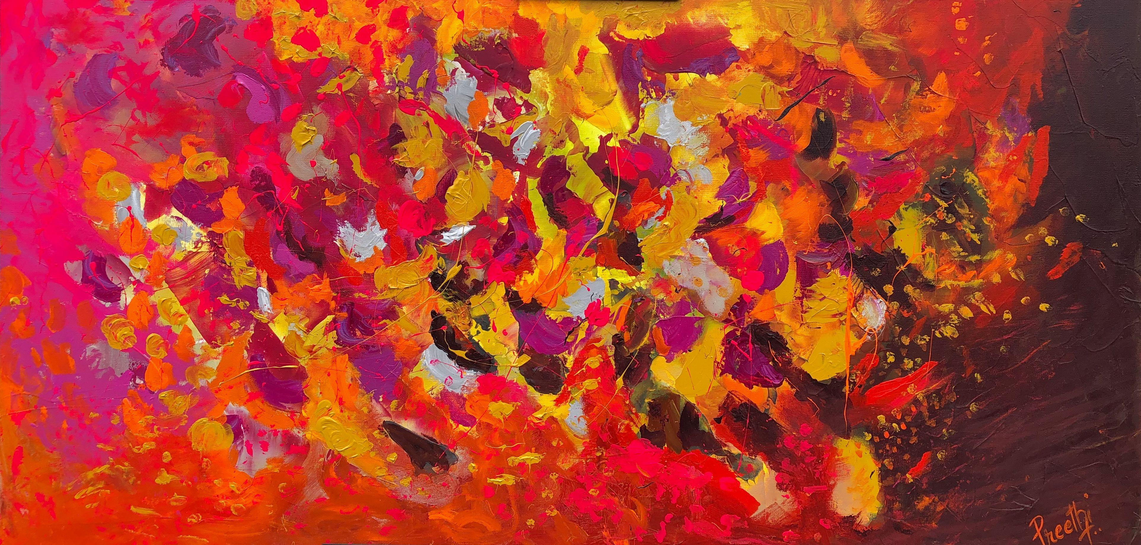 Preethi Mathialagan Abstract Painting - Scattered, Painting, Acrylic on Canvas
