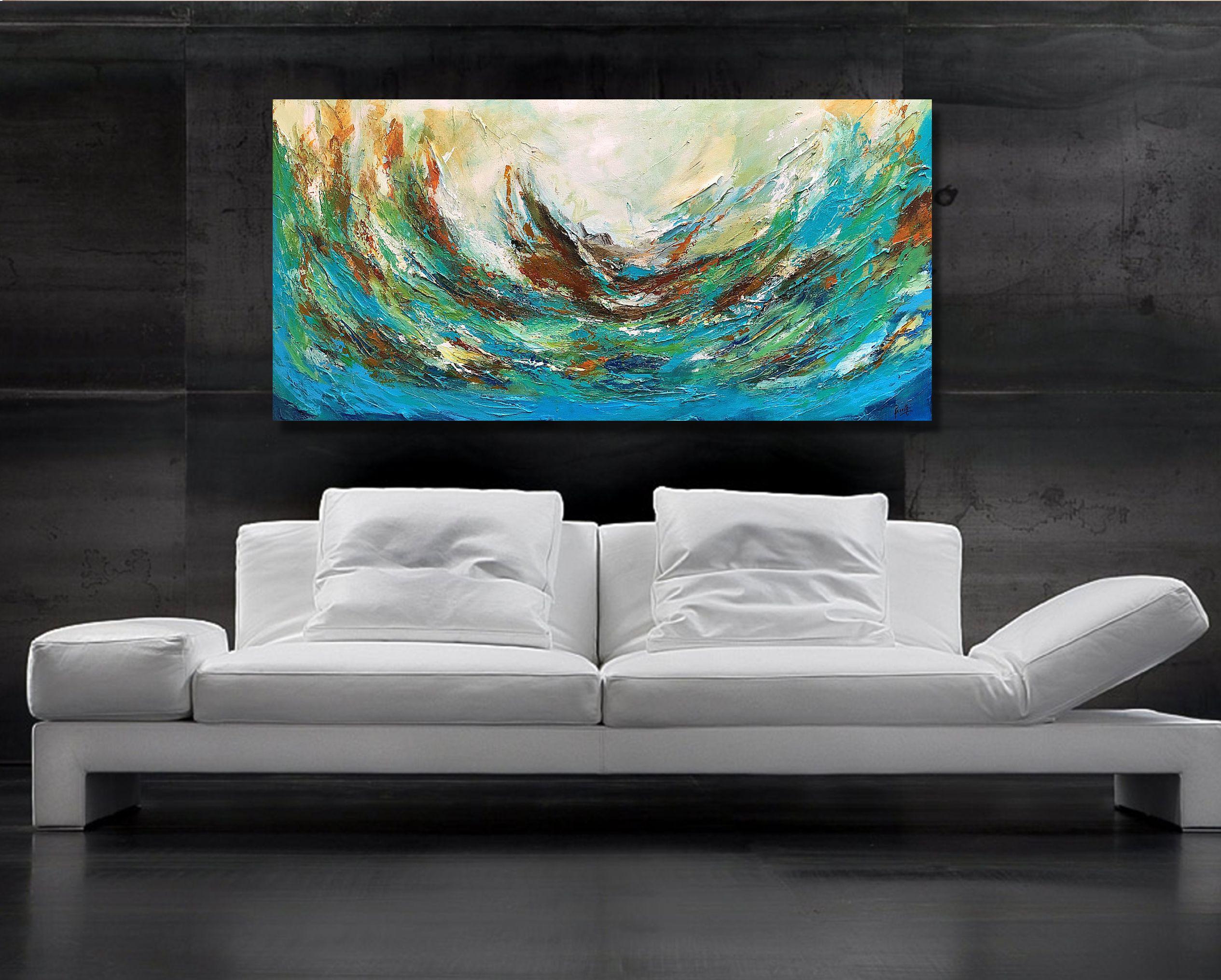 NAME DES GEMÄLDES:   Wellen  MEDIUM:    Acryl auf Leinwand  SIGNIERT VON:    Preethi Mathialagan  ZUSTAND:   Neu - Ausgezeichnet!  ABMESSUNG:   48 
