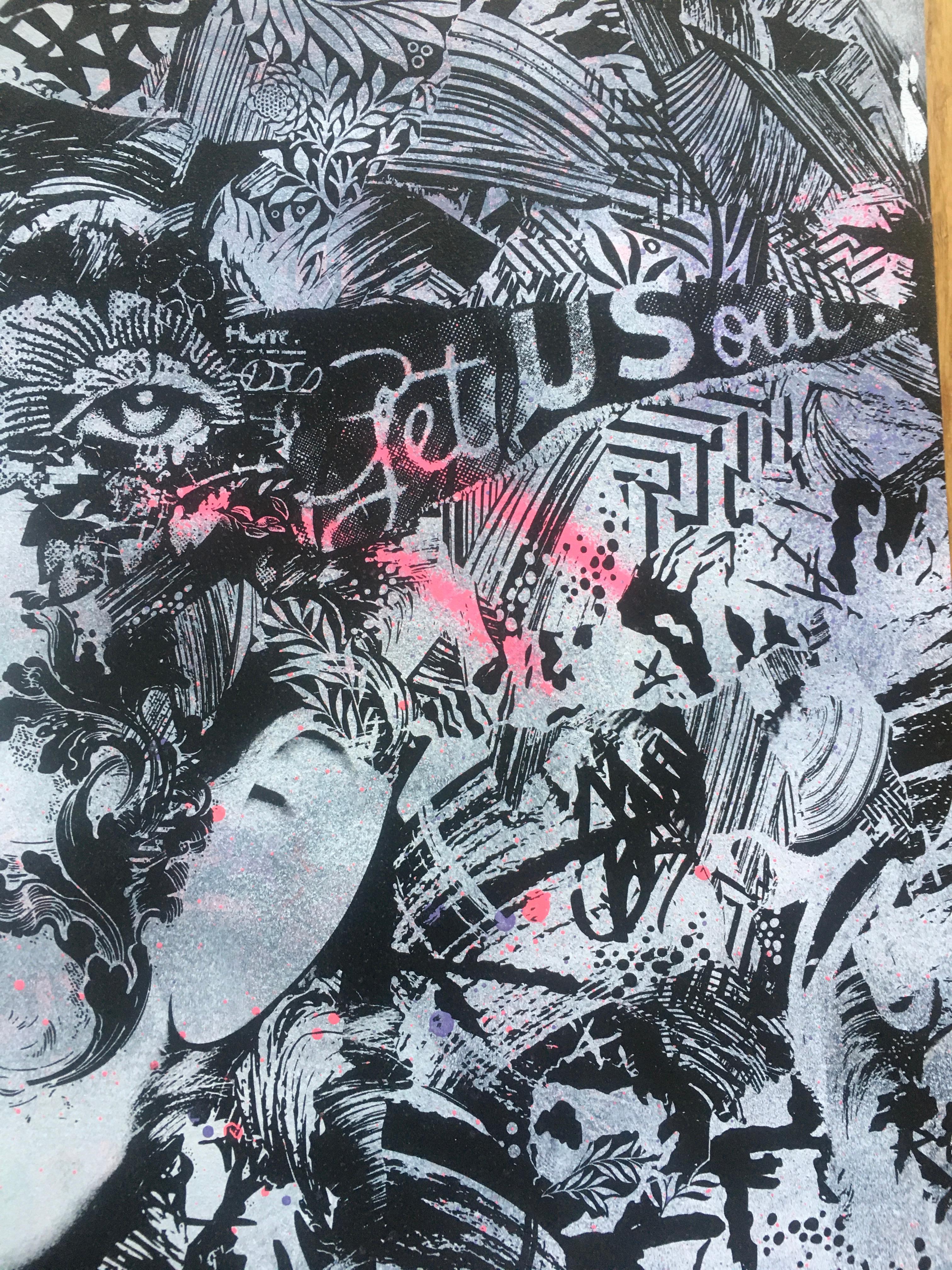 LIFE IS FATAL rara Serigrafia rifinita a mano firmata e numerata dall'artista in vendita 7