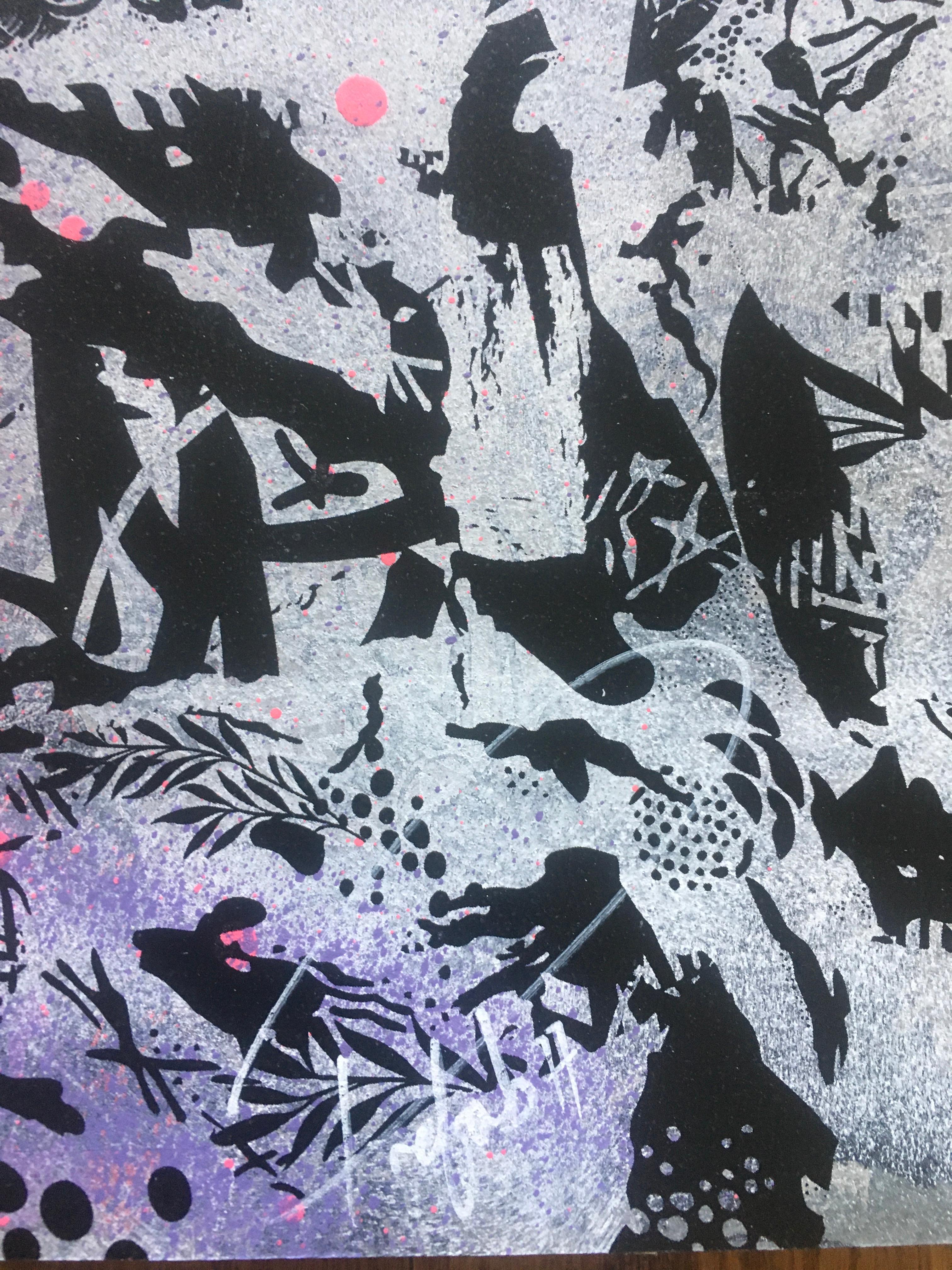 LIFE IS FATAL rara Serigrafia rifinita a mano firmata e numerata dall'artista in vendita 5