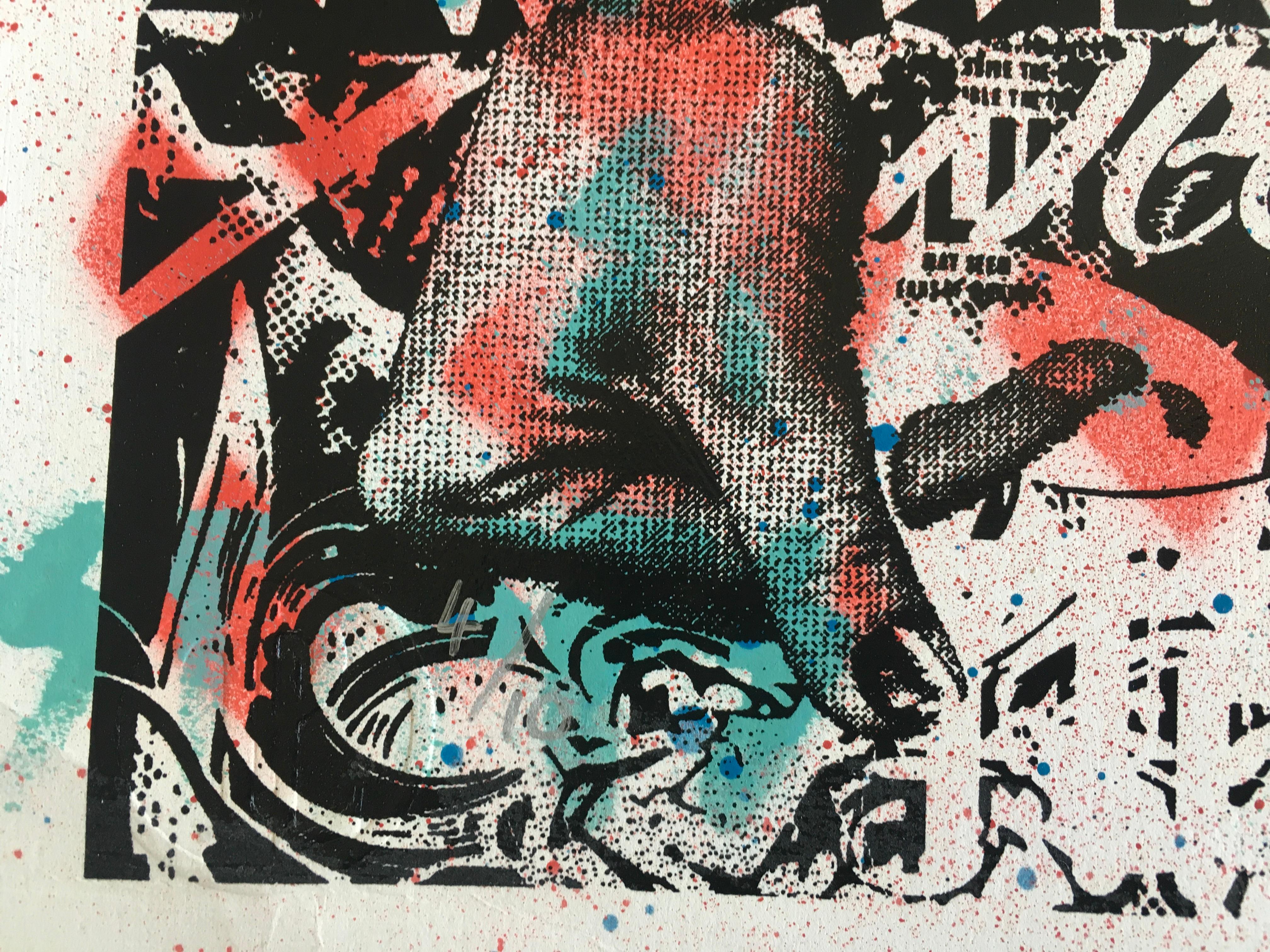 Countdown To Violence, Spray Paint Stencil and Screen Print, Limited Edition For Sale 2