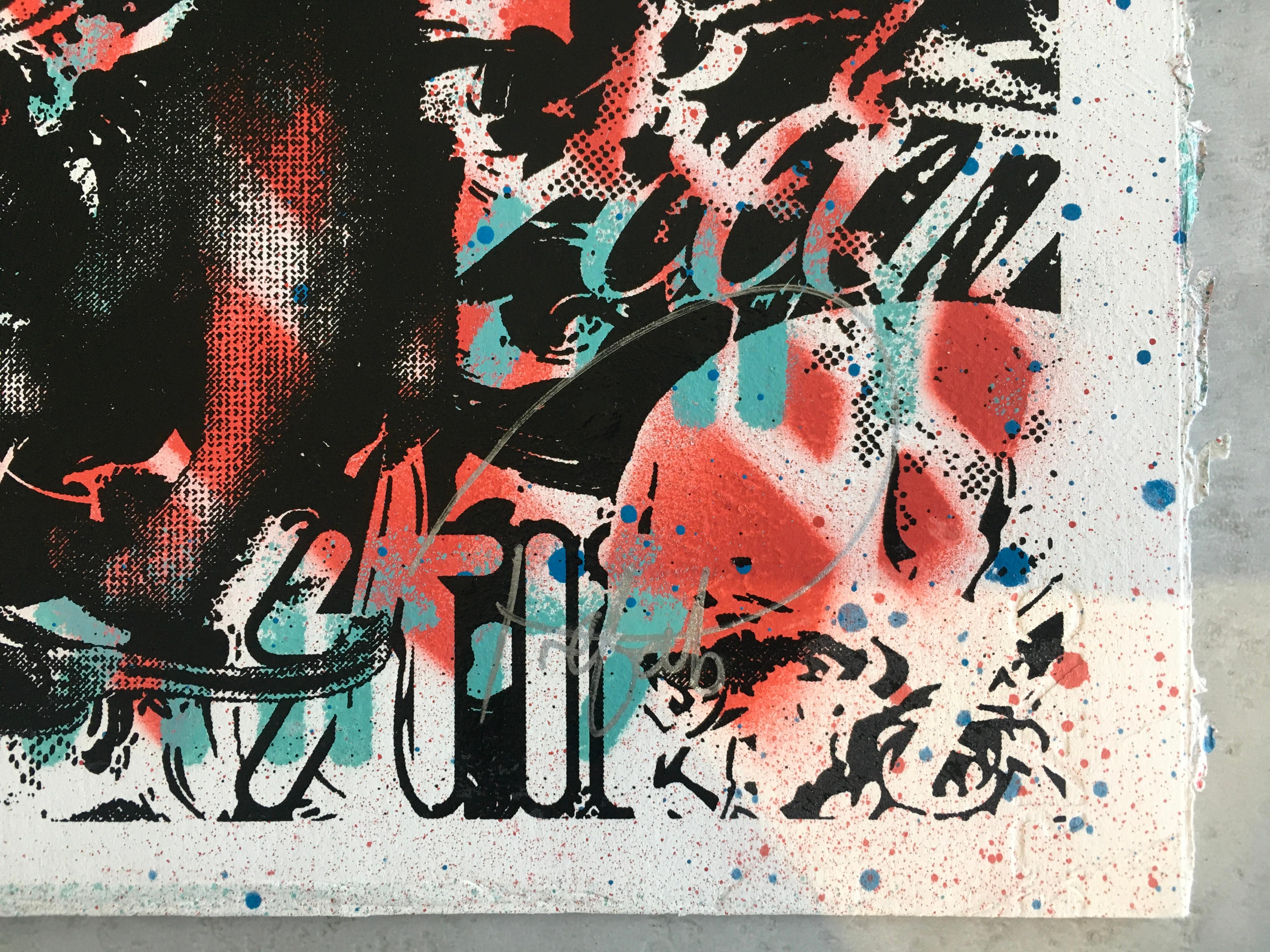 Countdown To Violence, Spray Paint Stencil and Screen Print, Limited Edition For Sale 3