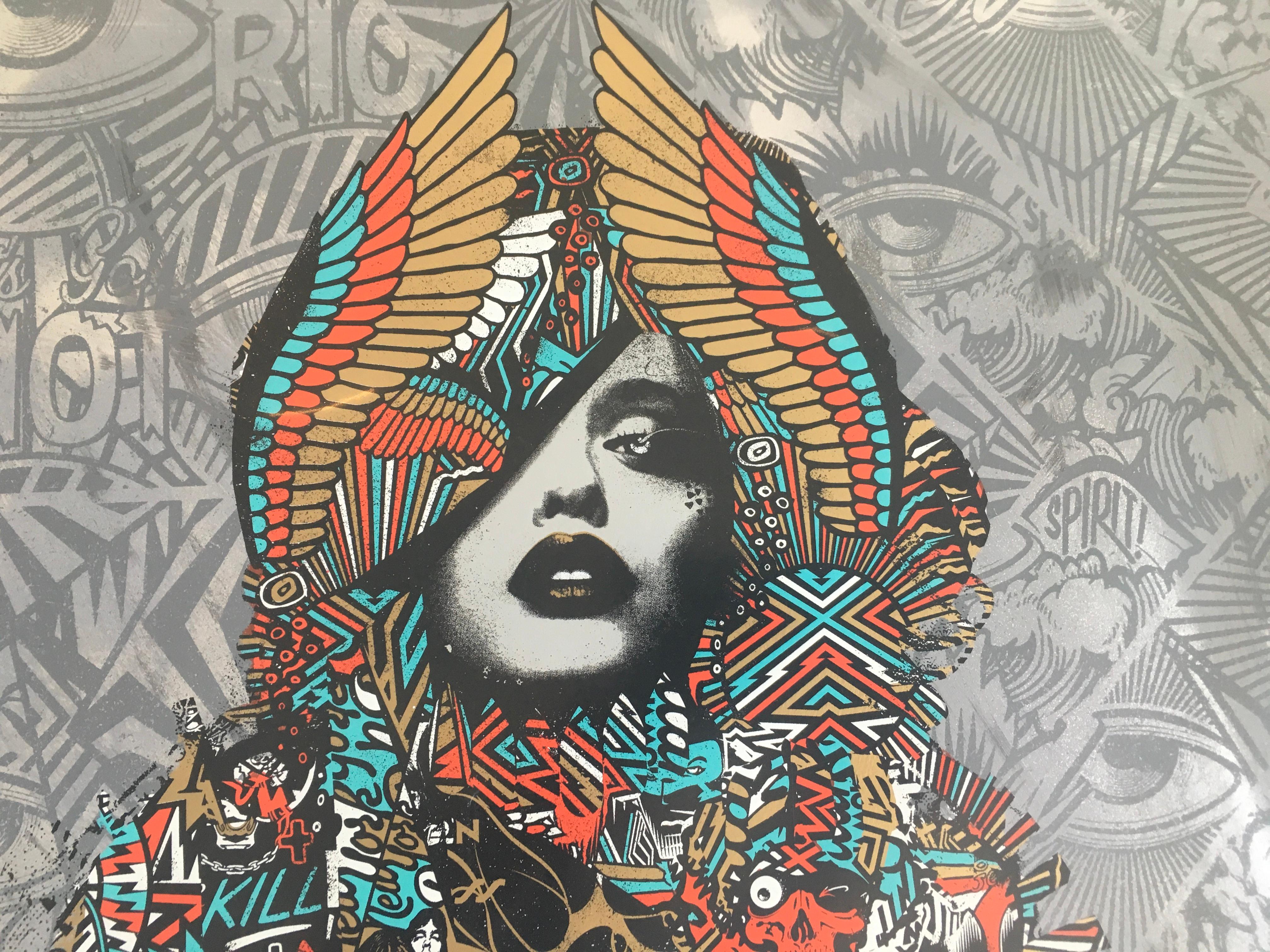 Happiness Is Expensive - Grey/Gold Edition, Hand-Embellished - Print by Prefab77