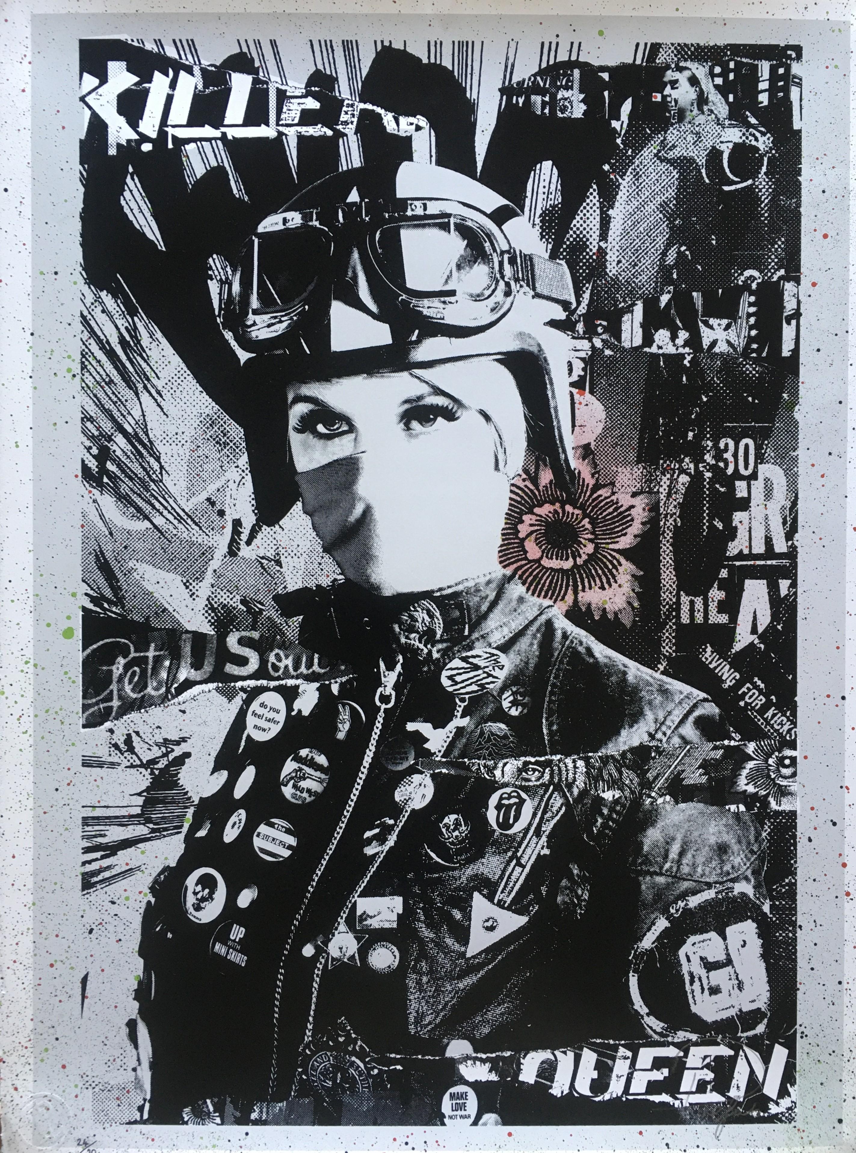 Prefab77 Figurative Print - LIVING FOR KICKS Hand-finished Screen Print Limited Edition of 30