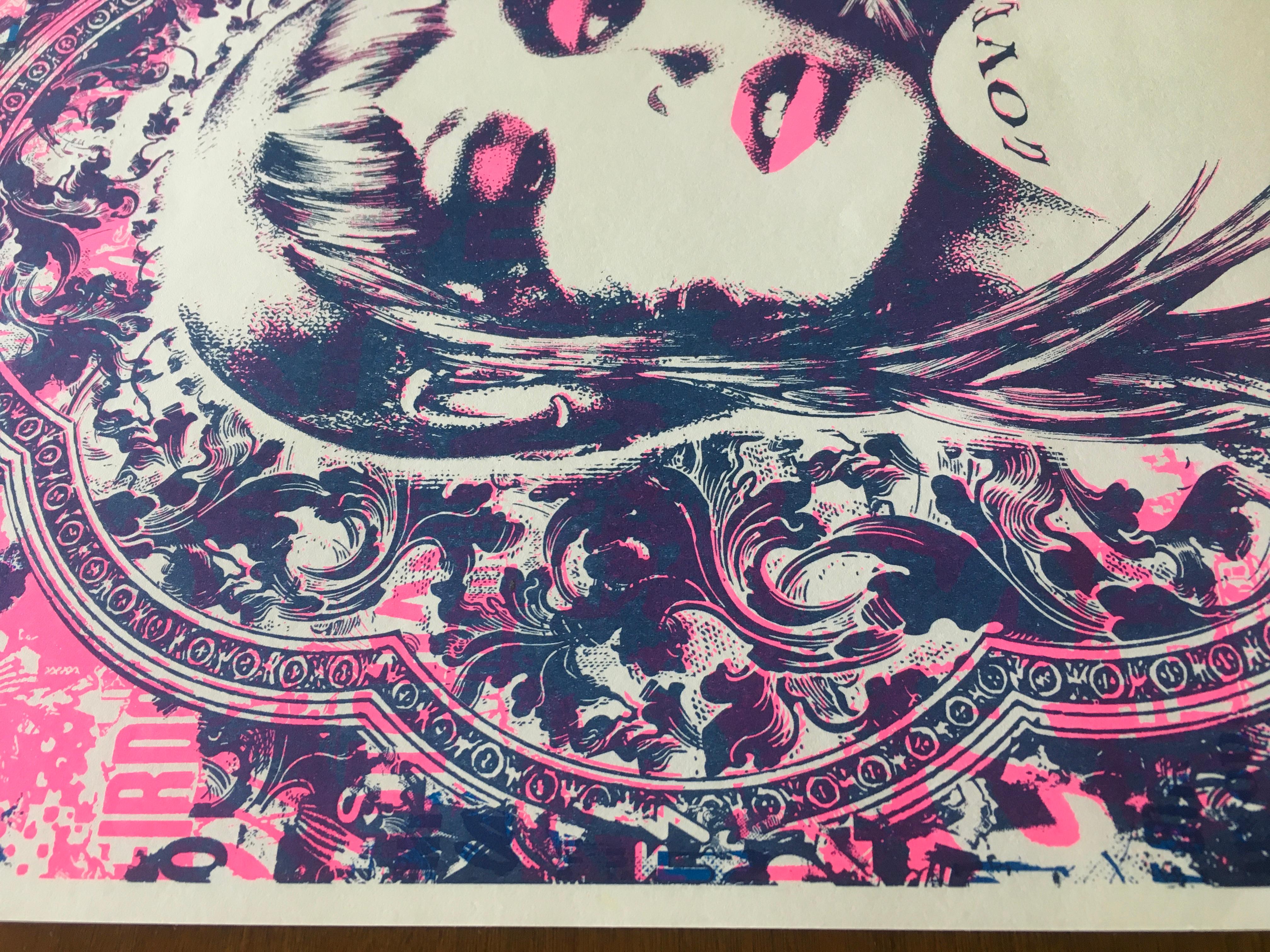 SKINGIRL (2013) - por Prefab77 
Impresión Risograph en 3 colores
29,7 x 42 cm (A3) / 11,7 x 16,5 pulgadas
Edición de 300 ejemplares
Firmado, sellado y numerado (38/300) por el Artista

La huella se guardó en plano, pero se enviará en un tubo