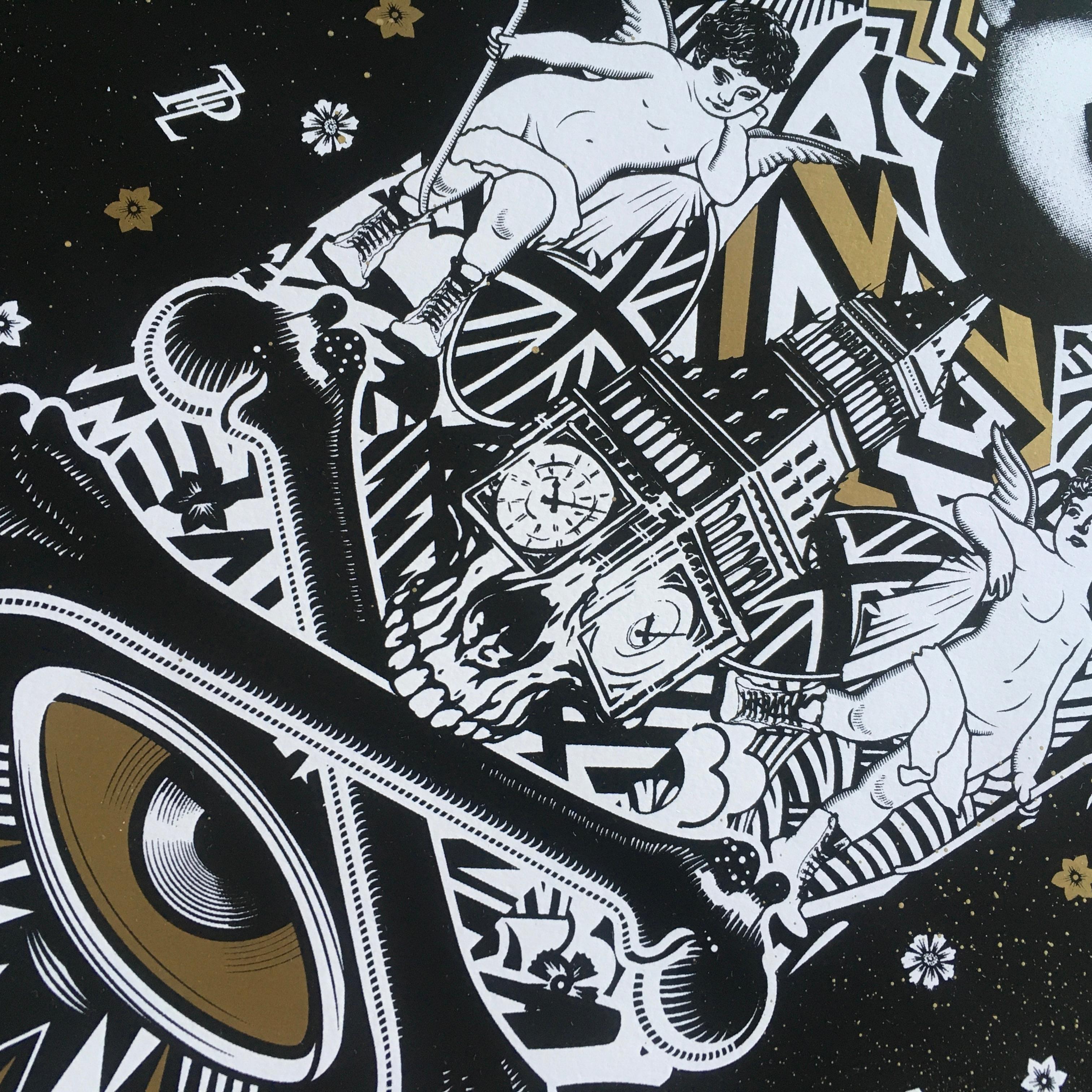 WHITE LINE FEVER Serigrafía acabada a mano Firmada y numerada en venta 2