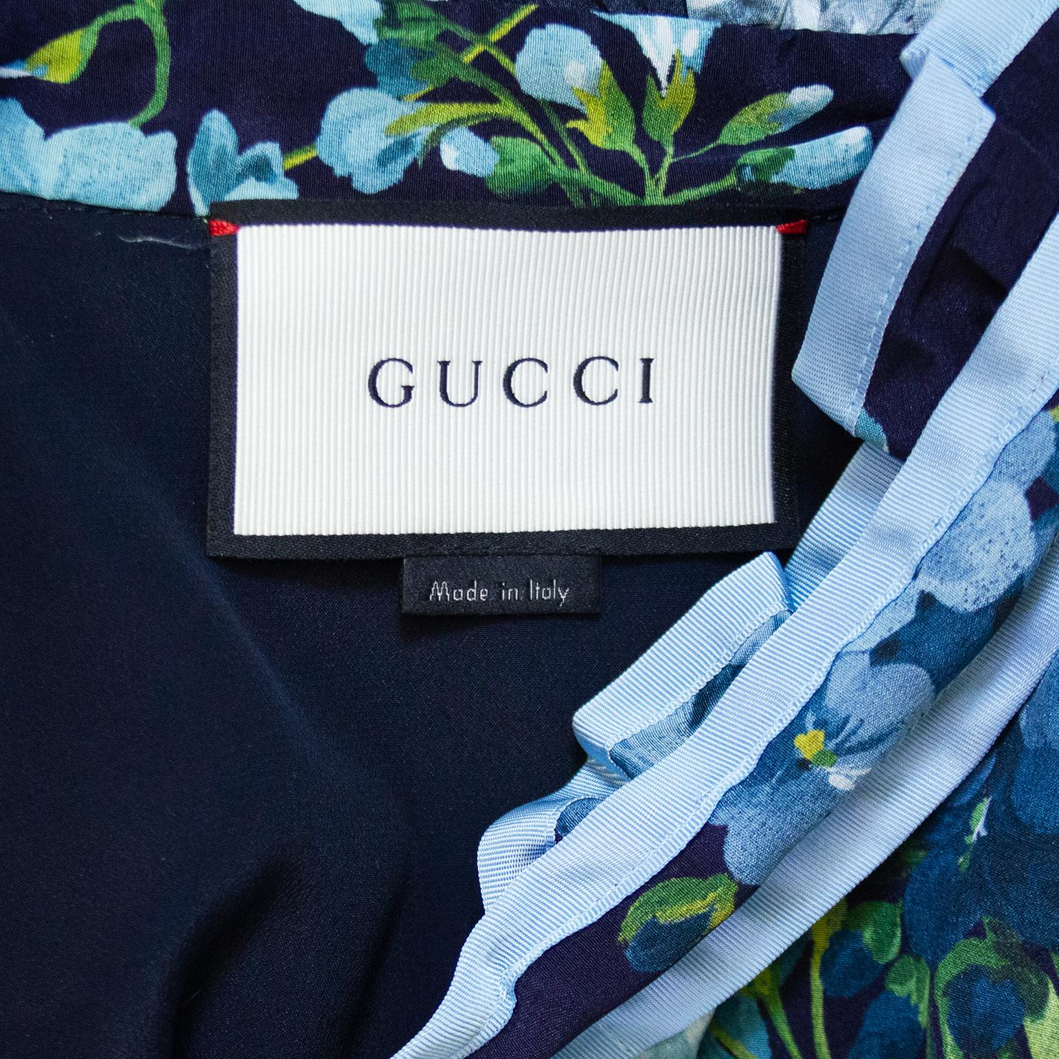 Prefall 2016 Gucci by Alessandro Michele Seidenkleid mit Blumenmuster  im Angebot 2