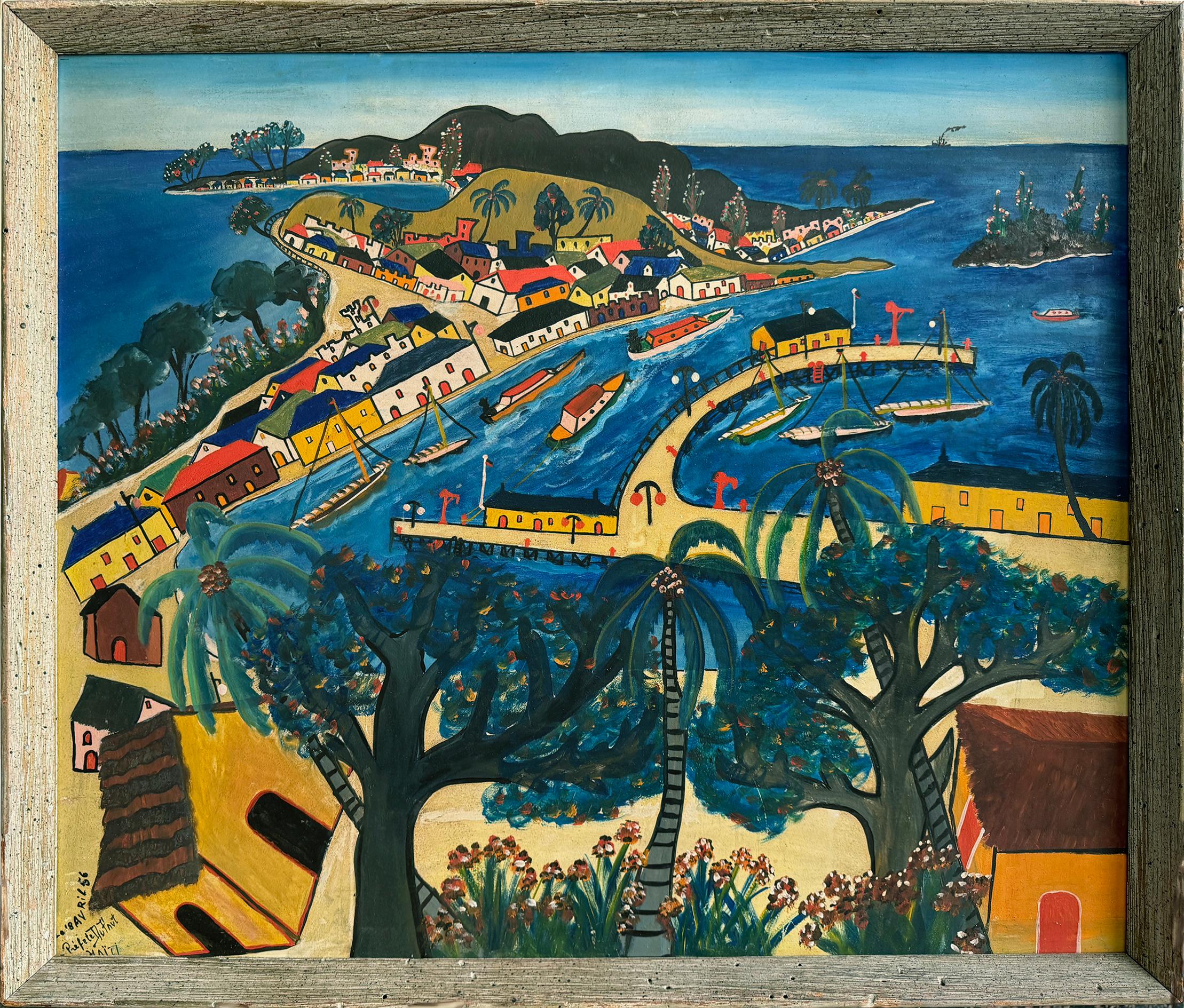 Jacmel Harbor - Painting by Préfète Duffaut