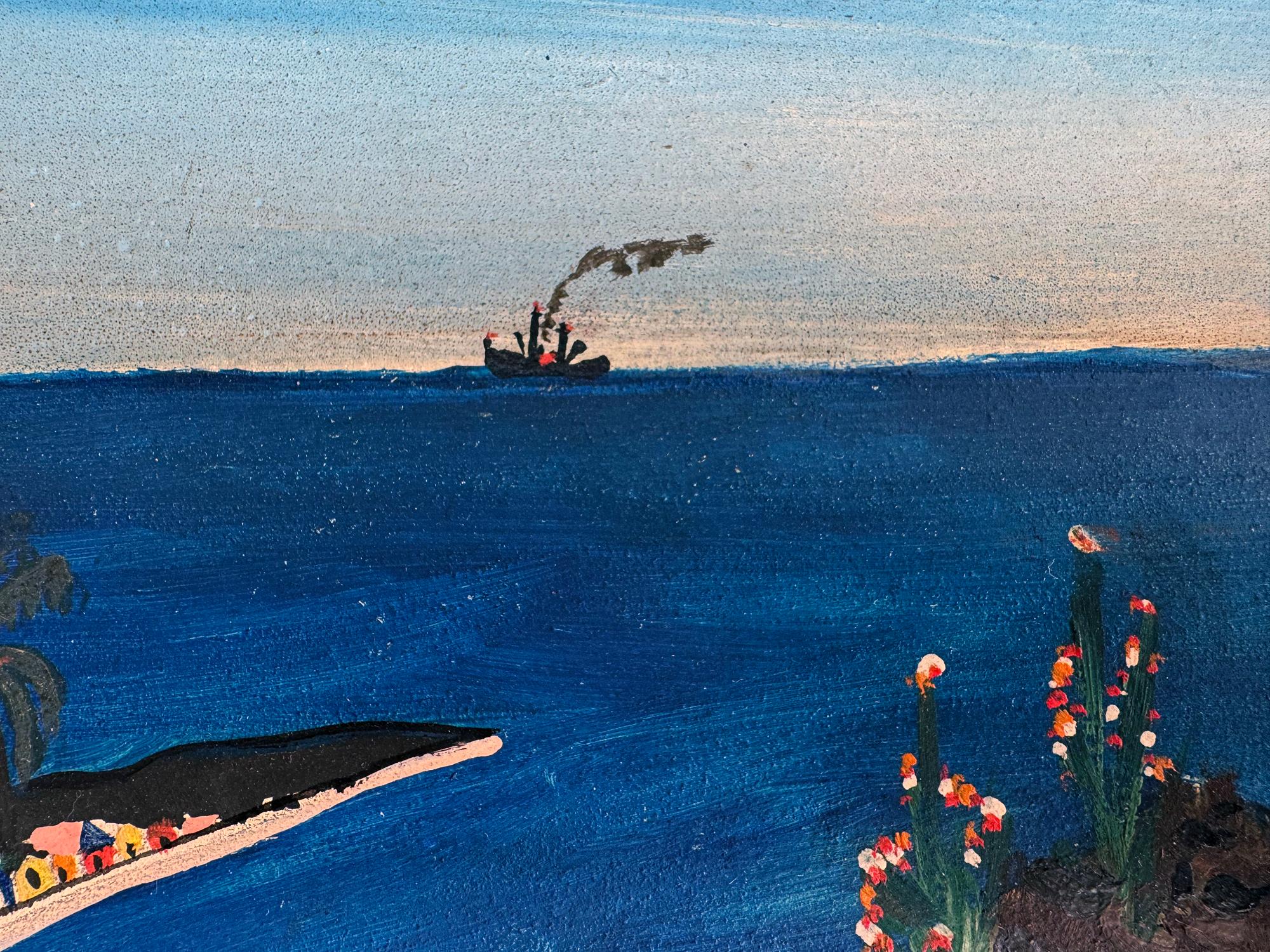 Jacmel Harbor - Outsider Art Painting by Préfète Duffaut