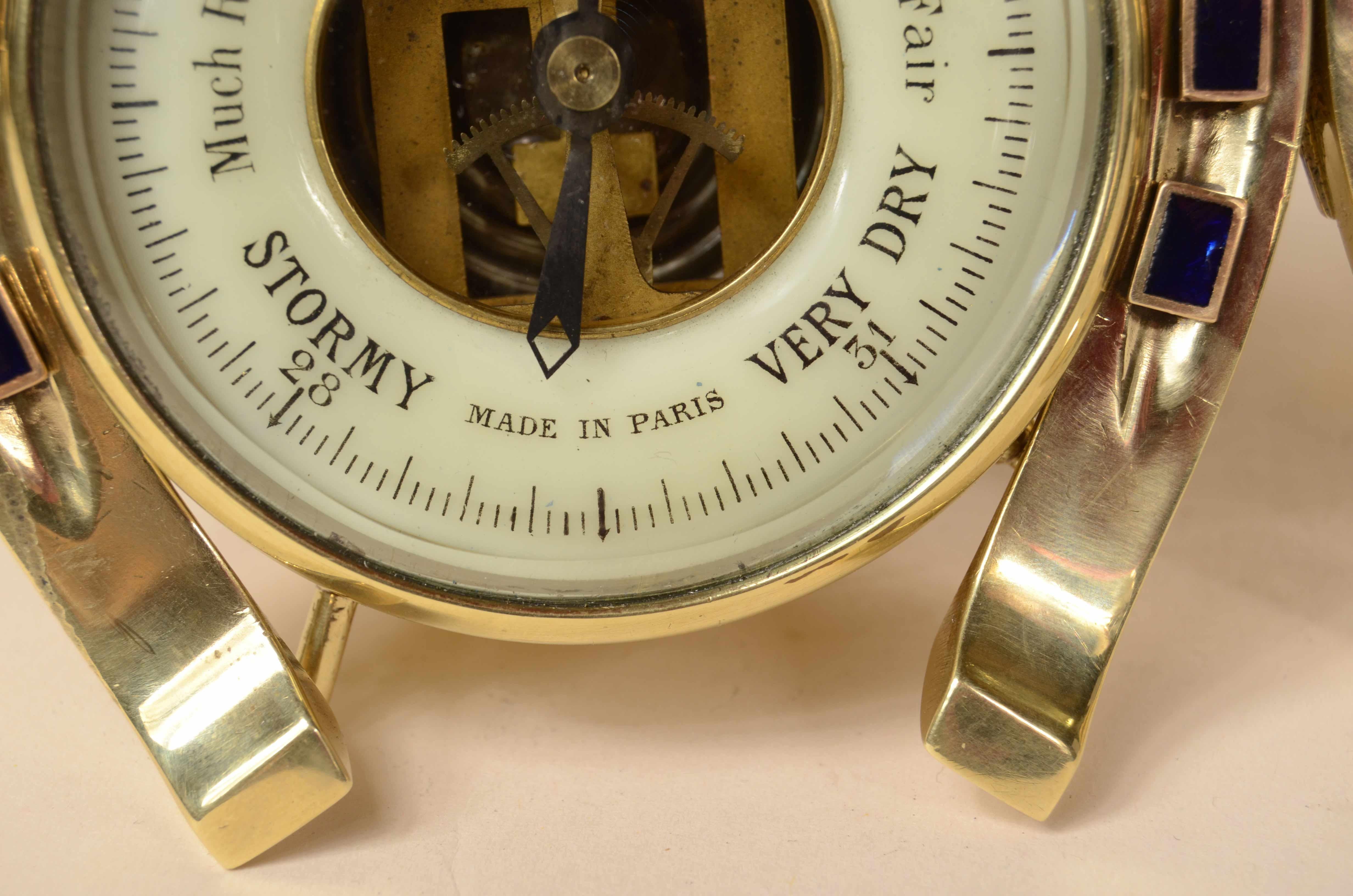Valuable brass barometer station consisting of clock and barometer 1890 For Sale 8