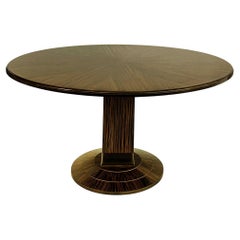 Pregno SRL Macassar Ebony Round Pedestal Dining Table, Italy  Art Deco Style